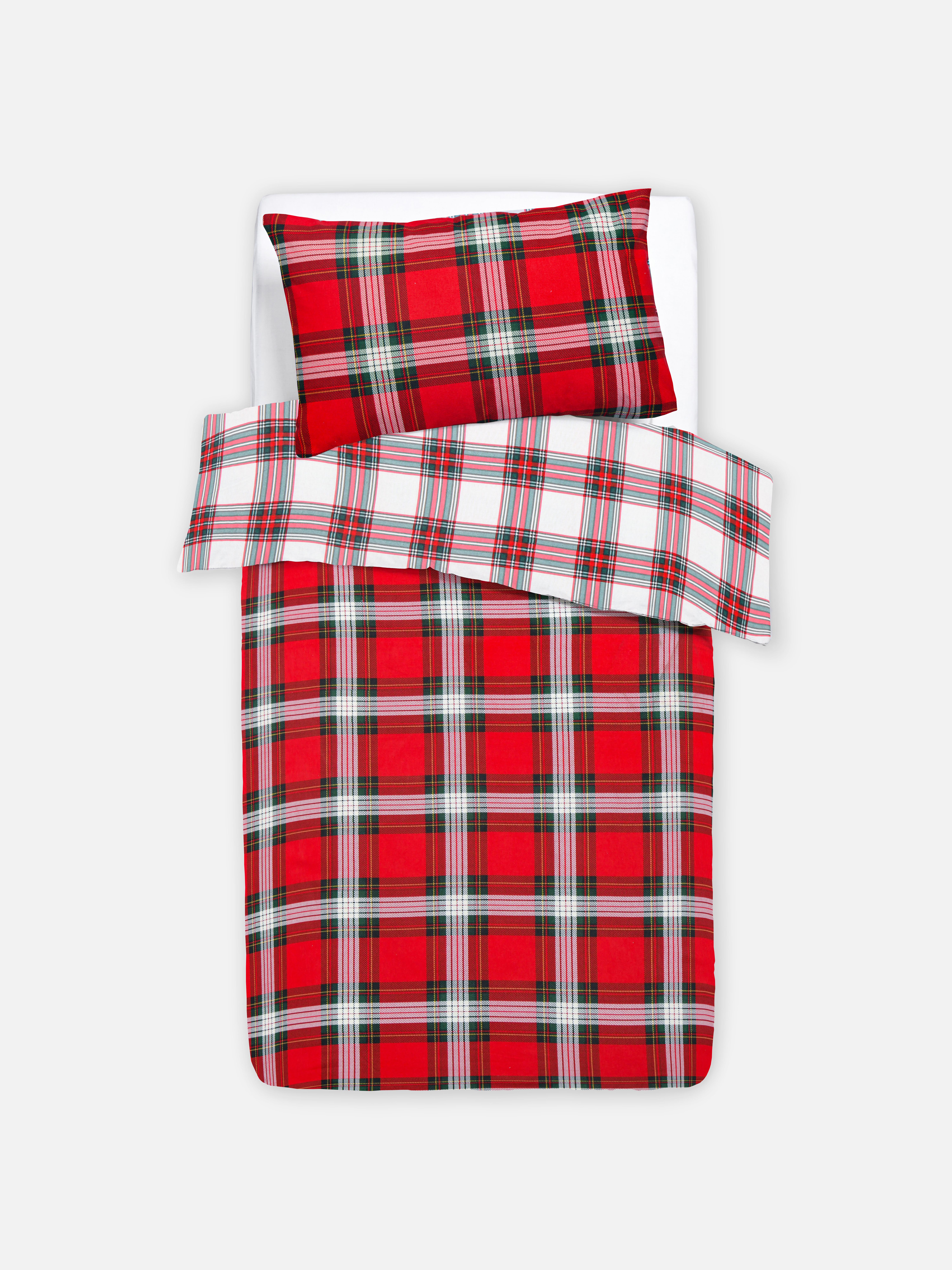 Reversible Tartan Single Duvet Cover Set