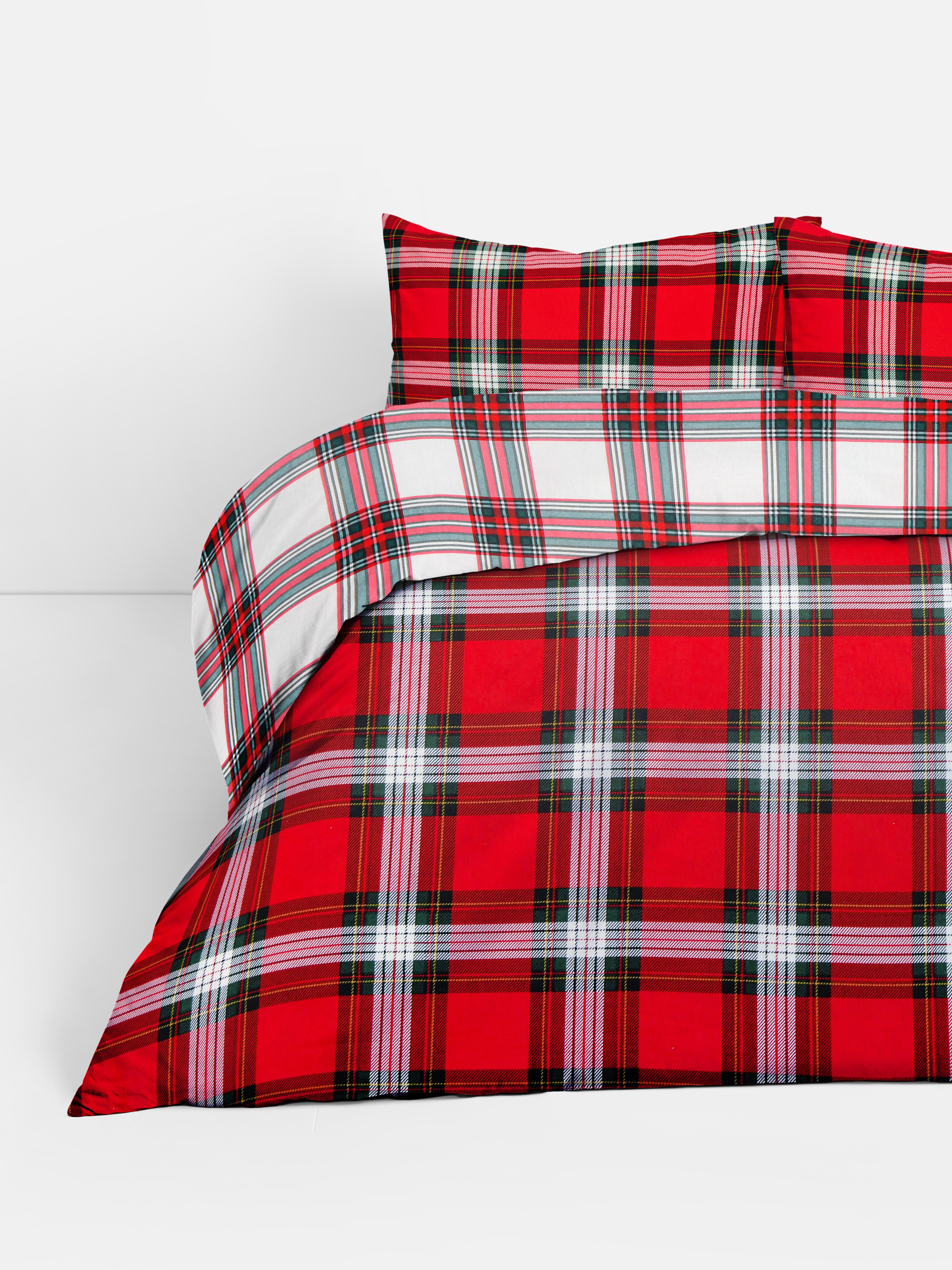 Reversible Tartan Super King Duvet Cover Set