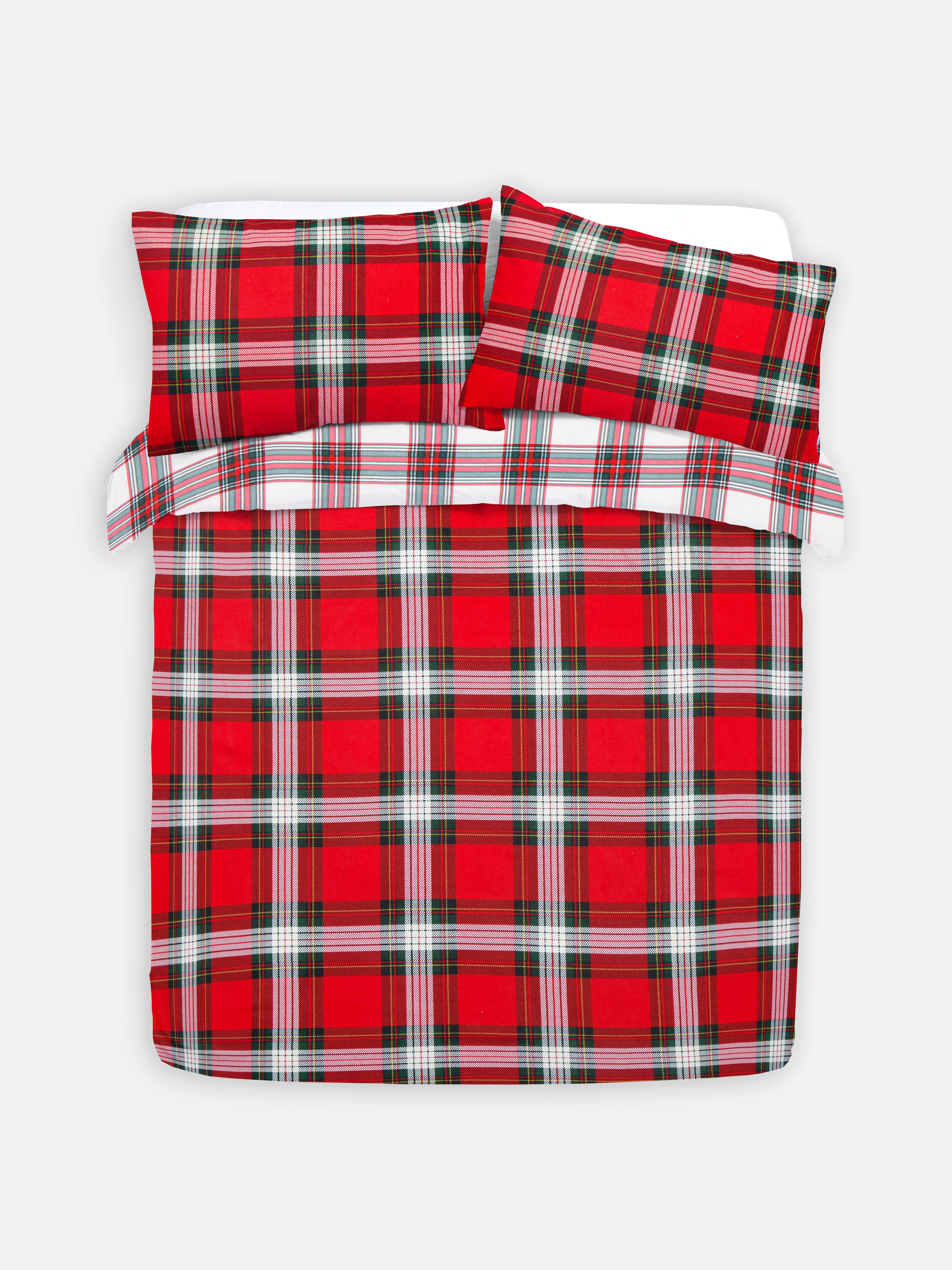 Reversible Tartan Super King Duvet Cover Set
