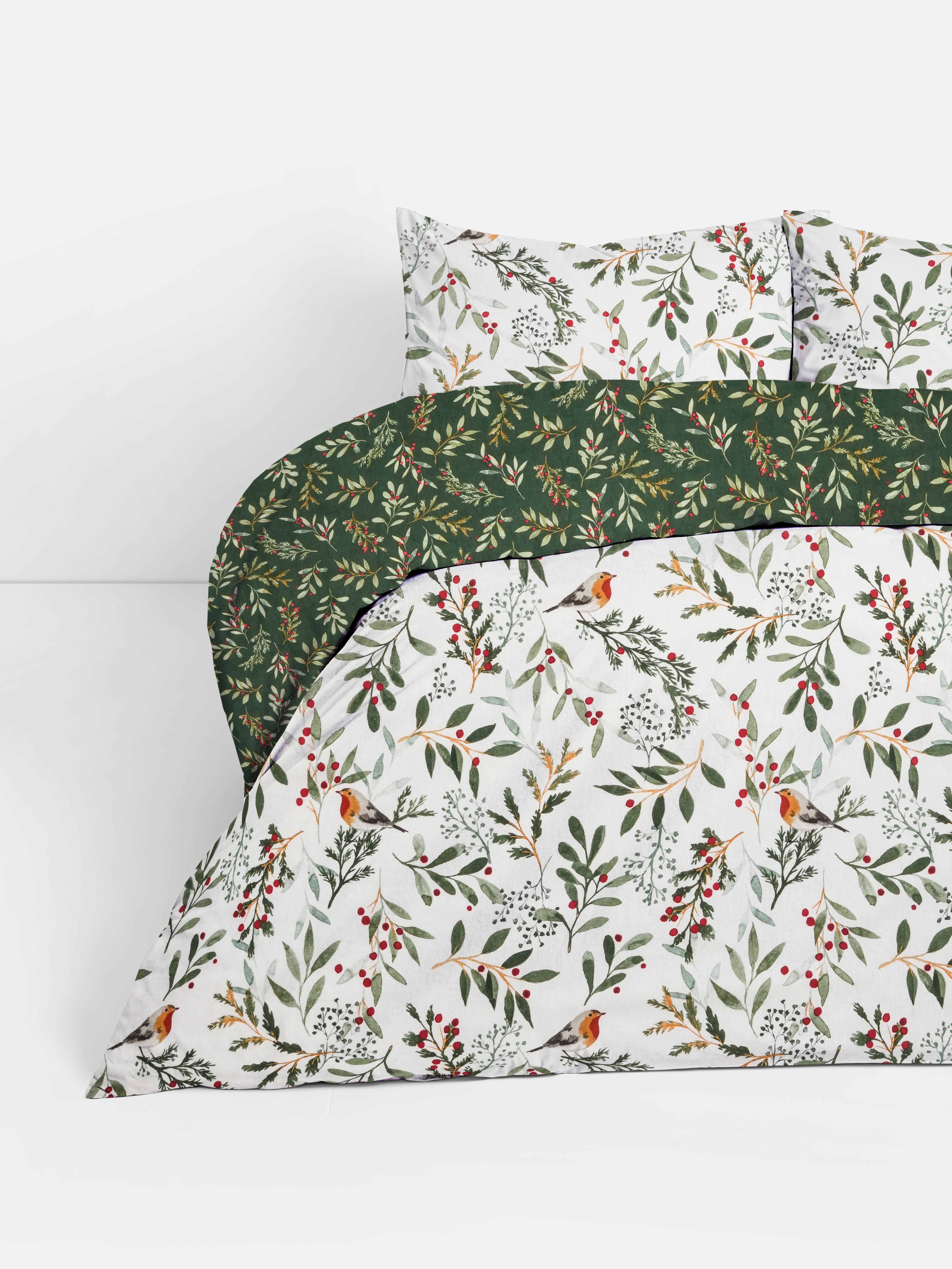 Parure de lit super king size réversible à motif forestier de Noël