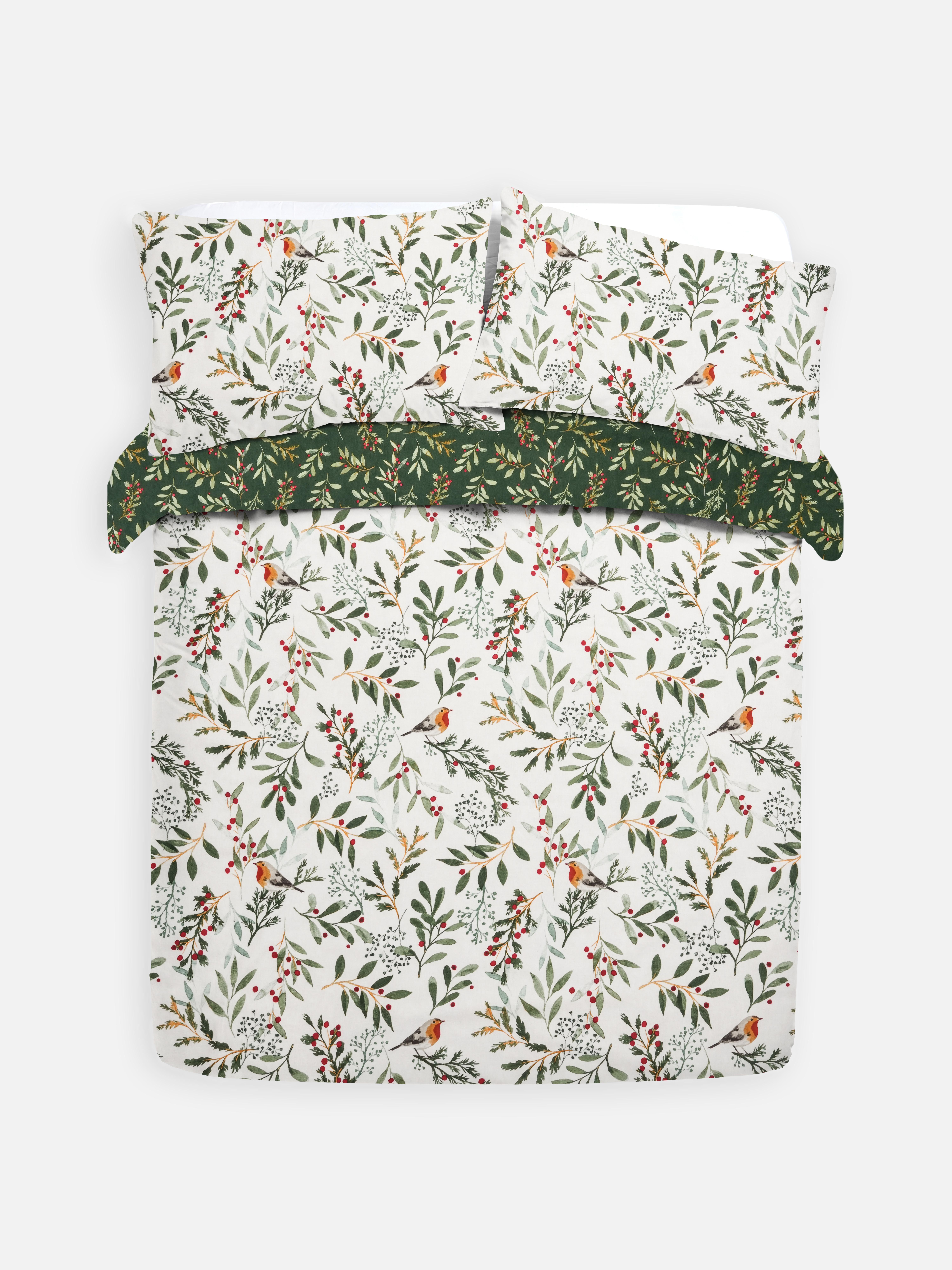 Parure de lit super king size réversible à motif forestier de Noël