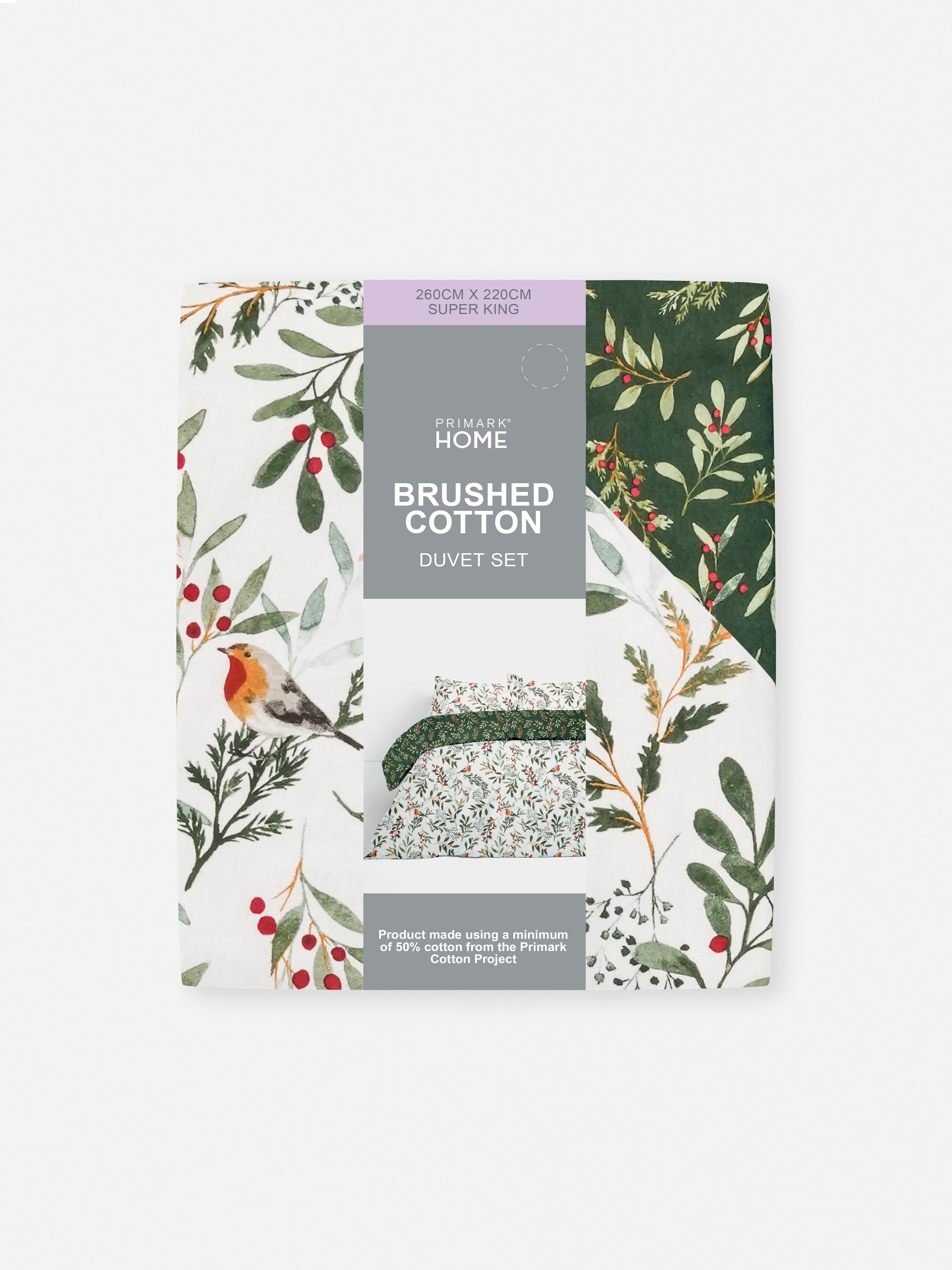 Parure de lit super king size réversible à motif forestier de Noël