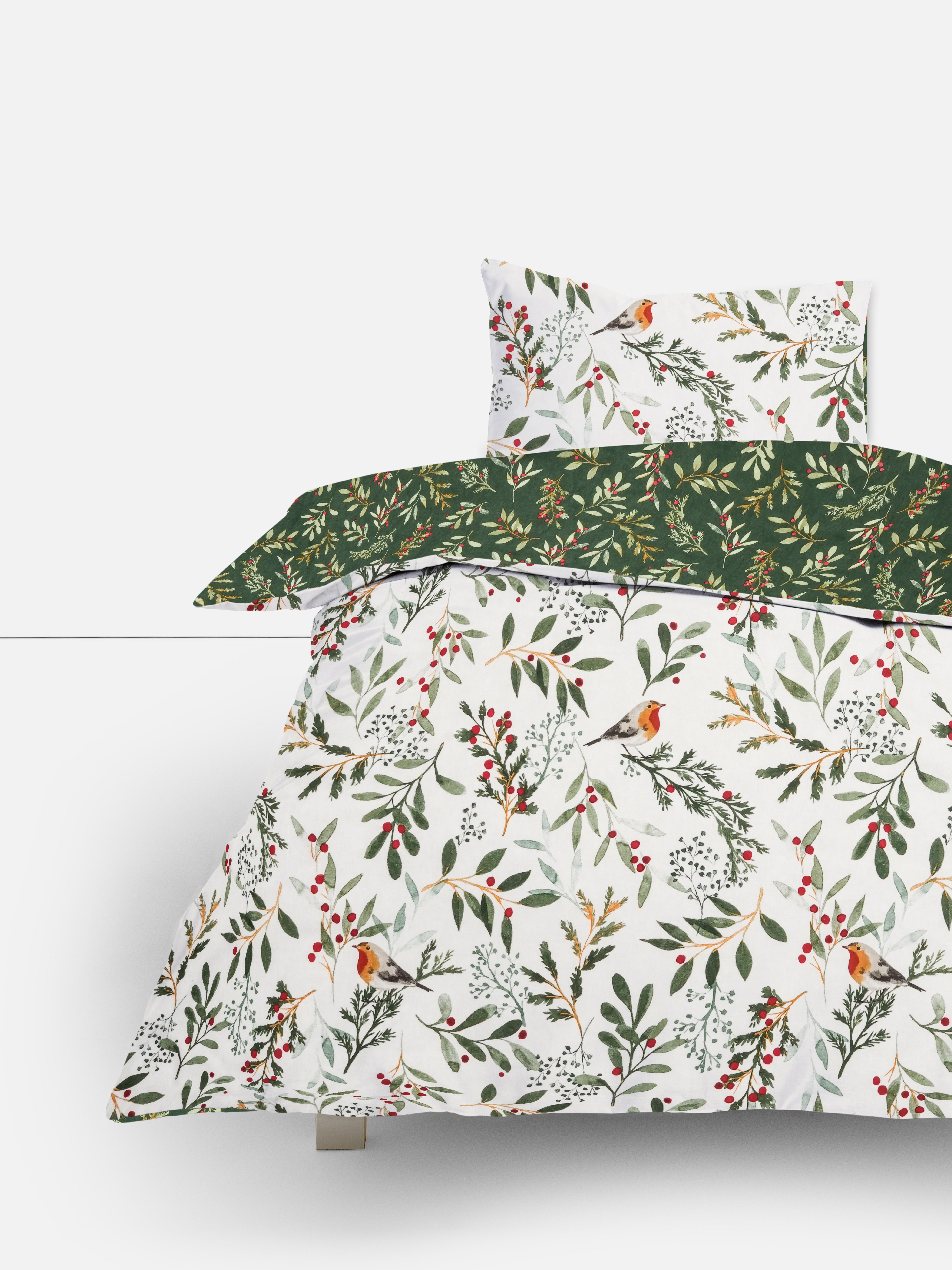 Reversible Christmas Woodland Single Duvet Cover Set