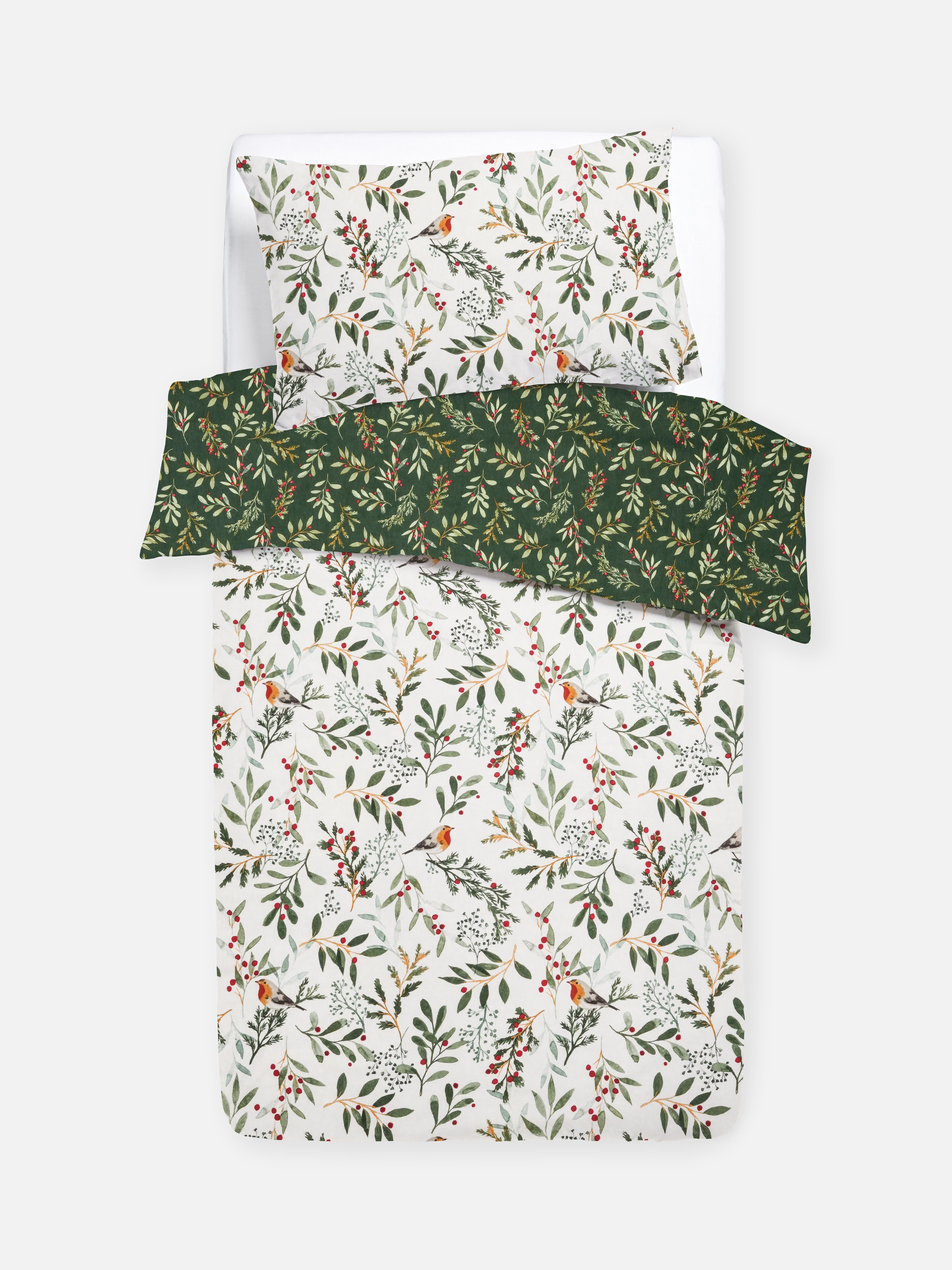 Reversible Christmas Woodland Single Duvet Cover Set