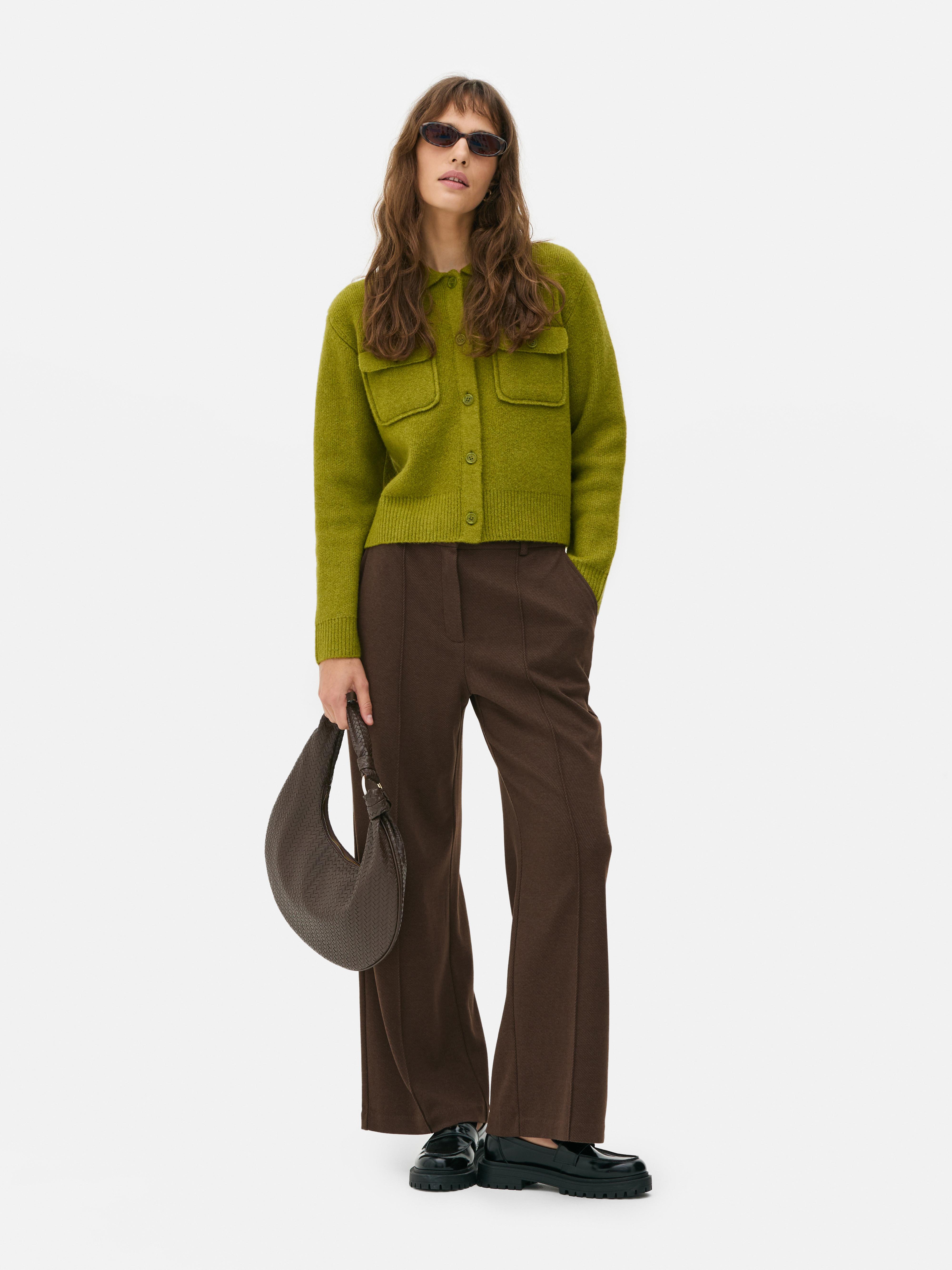 Tailored Straight Leg Trousers Chocolate