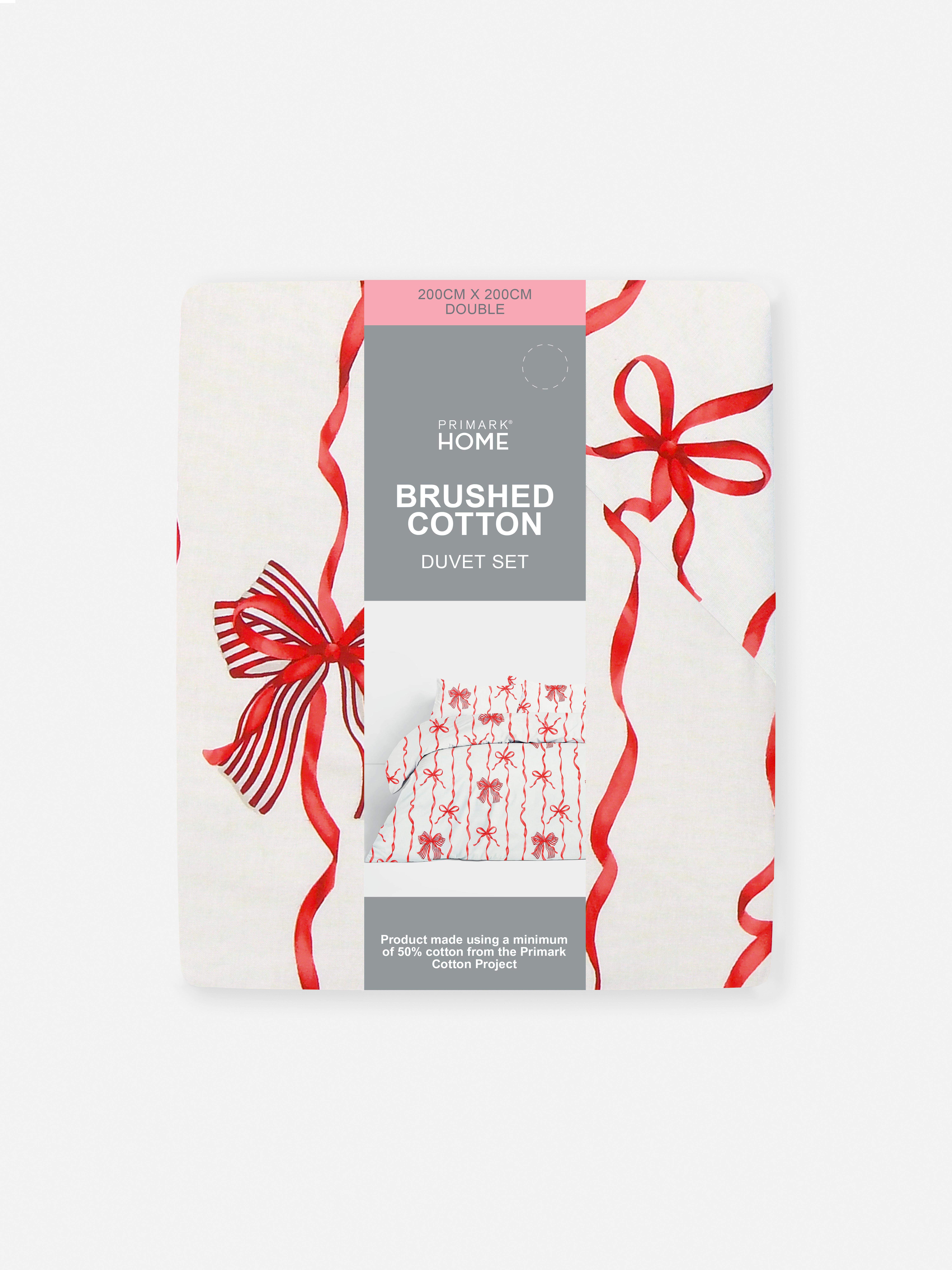 Stripe And Bow Double Duvet Cover Set