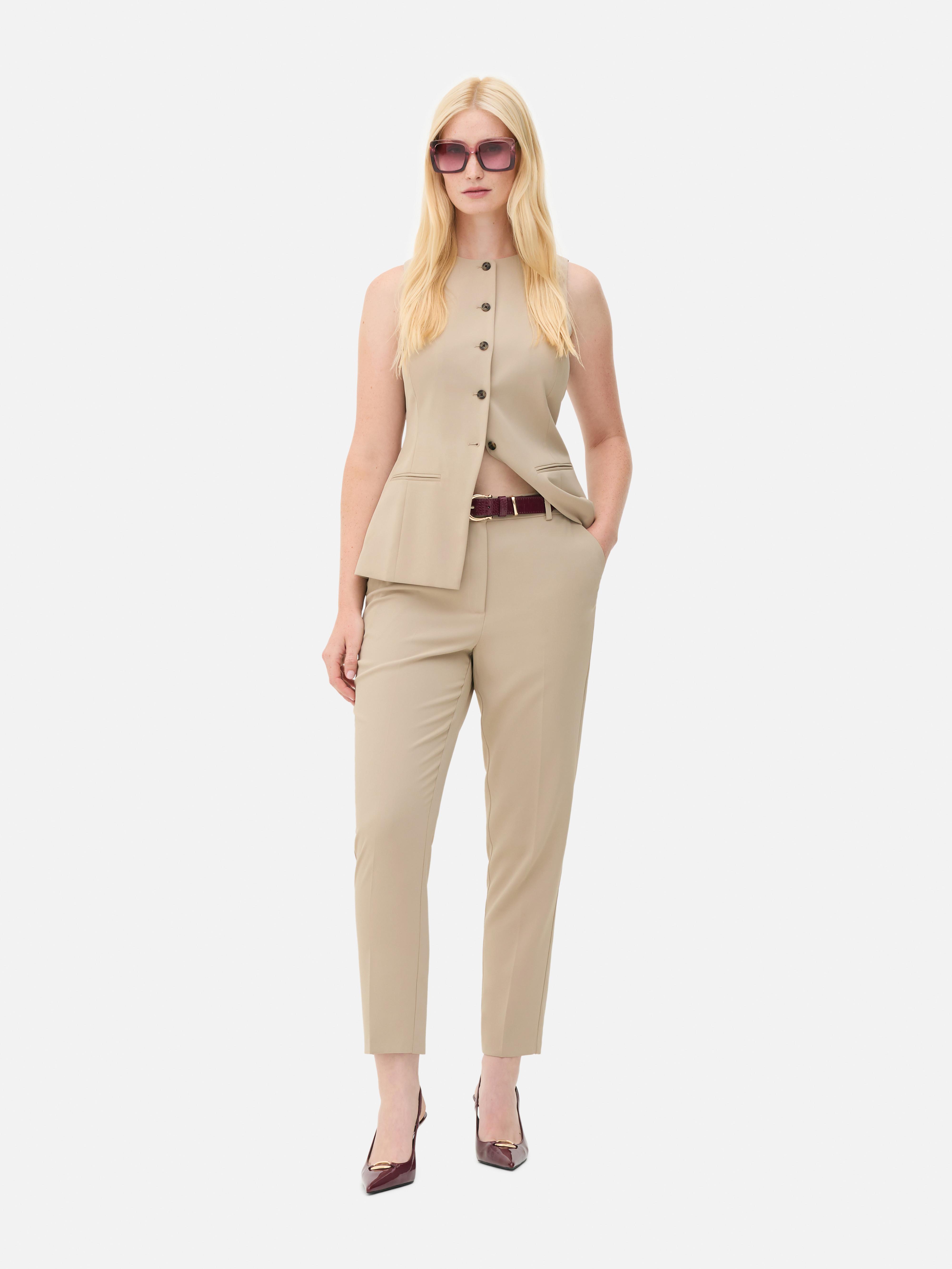Pantalones pitillo tobilleros Color crudo
