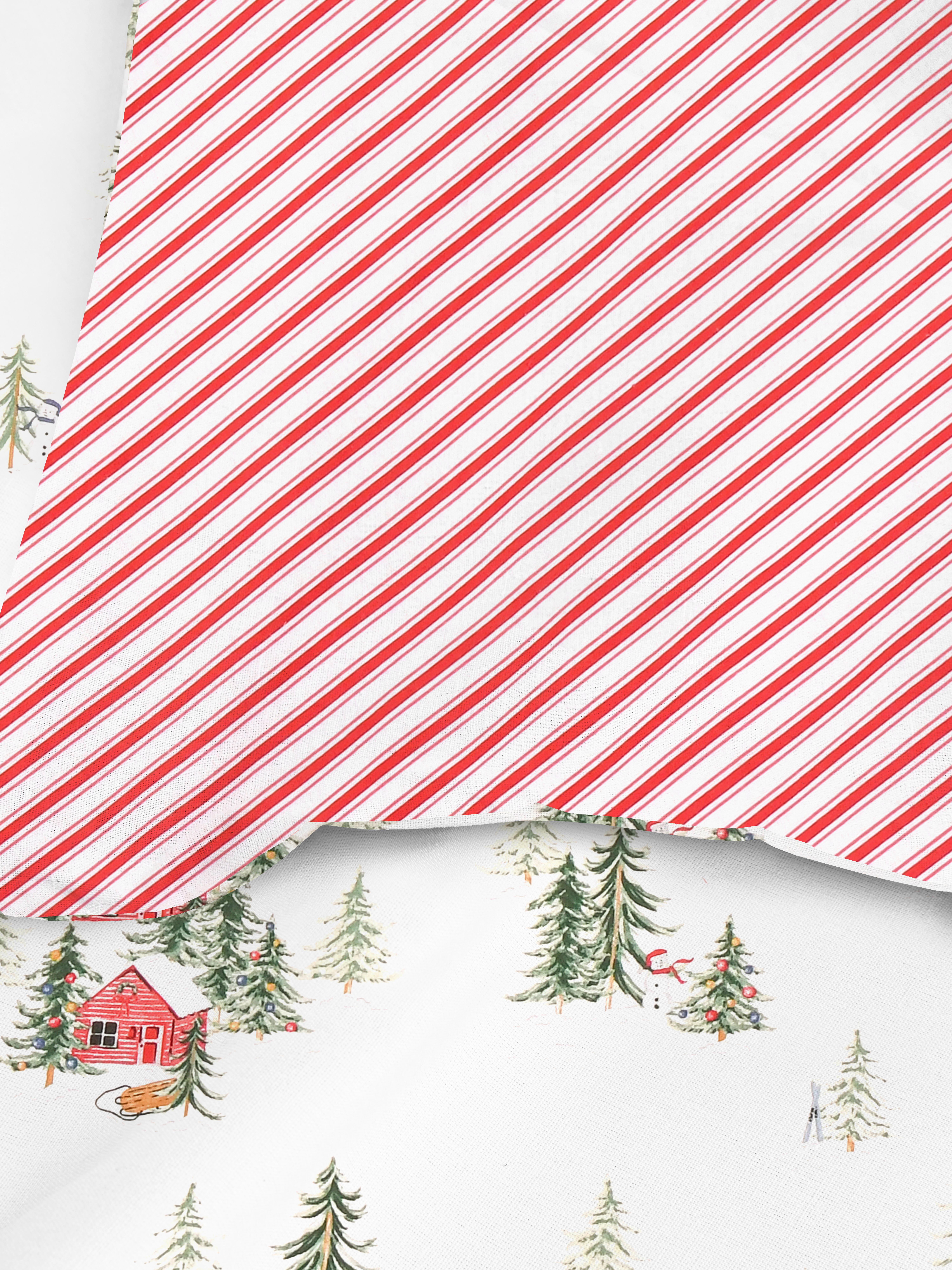 Eenpersoons dekbedovertrekset met strepen en kerstmotief