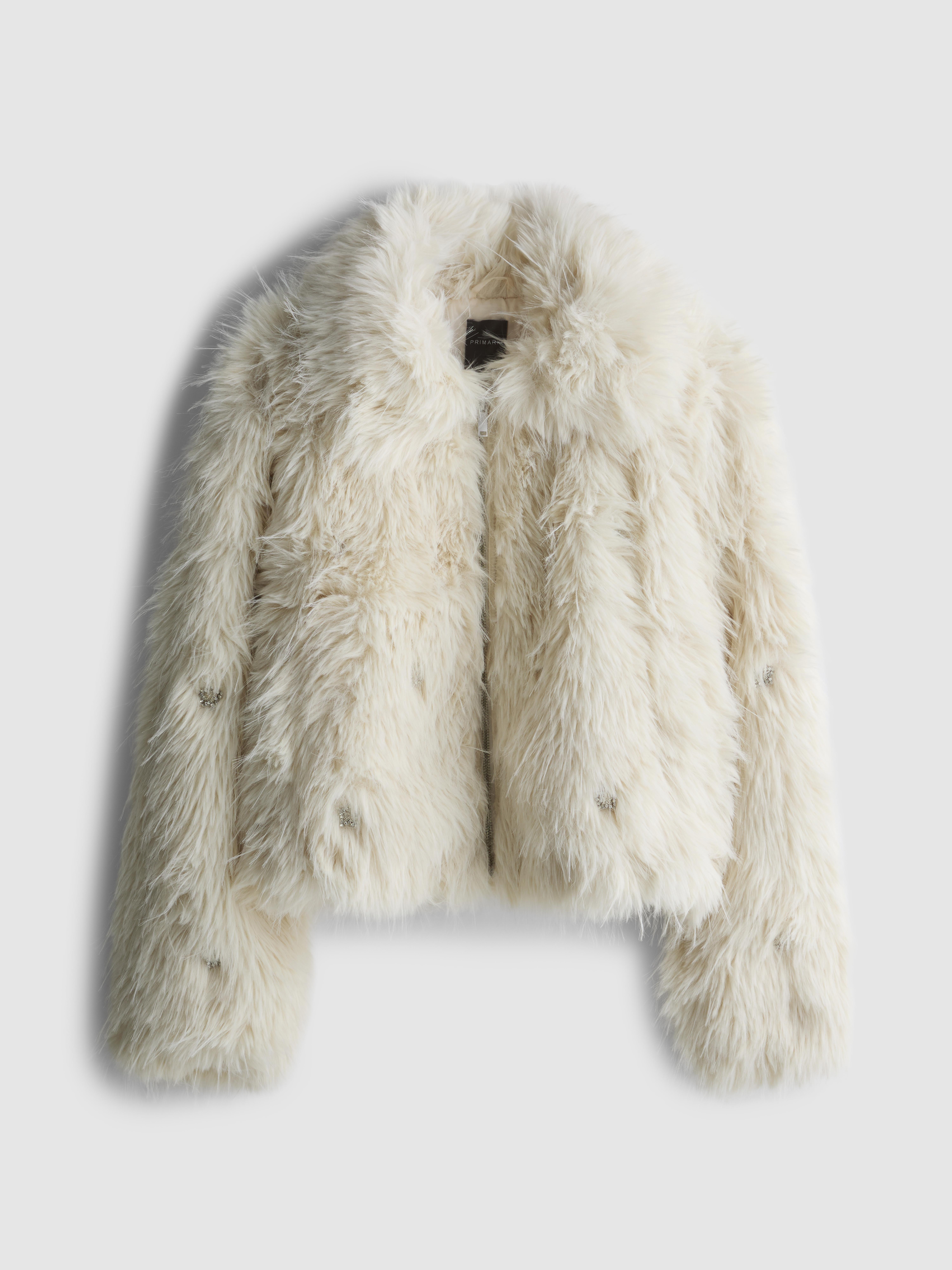 Embellished Faux Fur Jacket