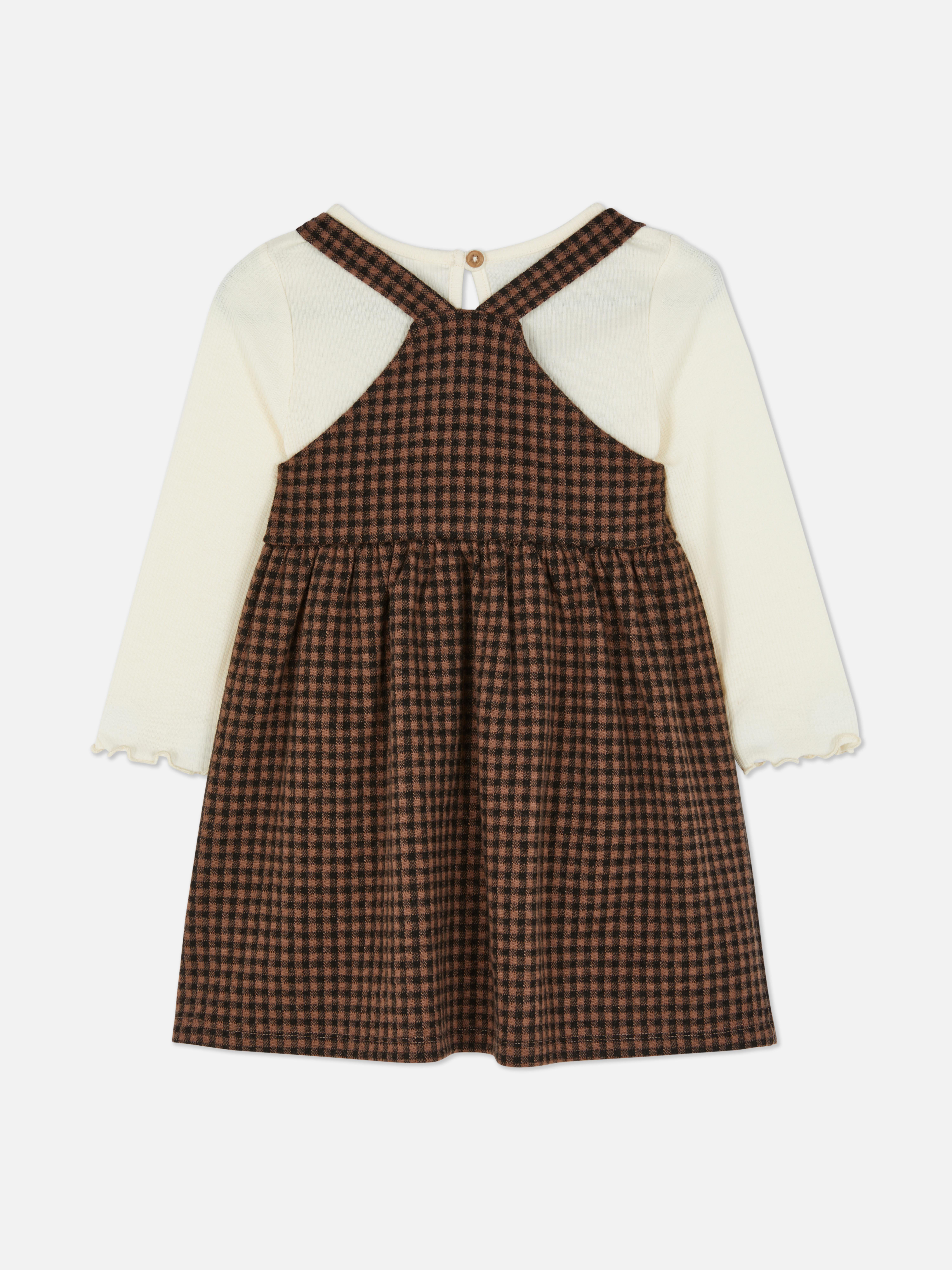 0-36mths | Check Long Sleeve Pinafore Dress
