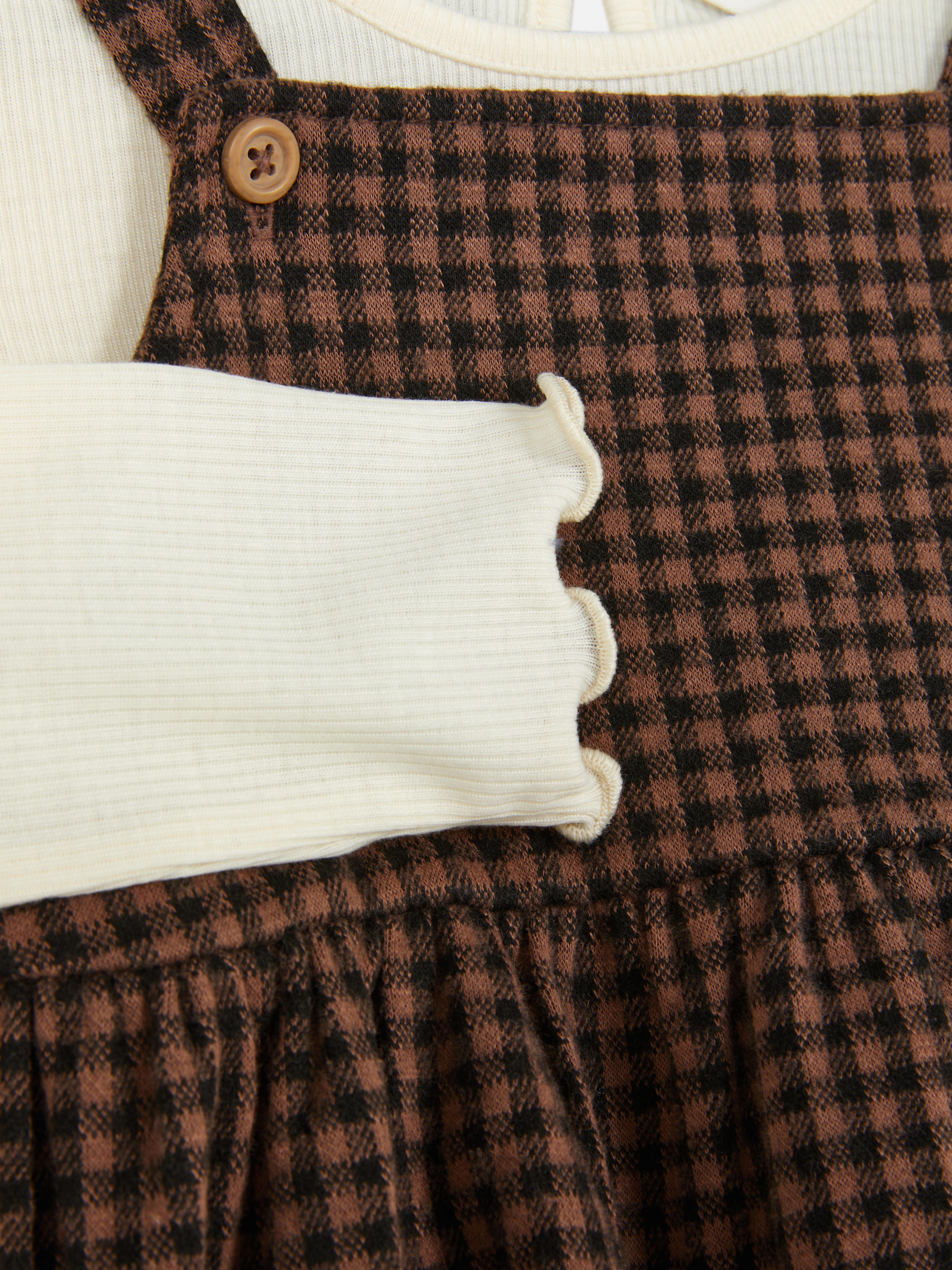 0-36mths | Check Long Sleeve Pinafore Dress
