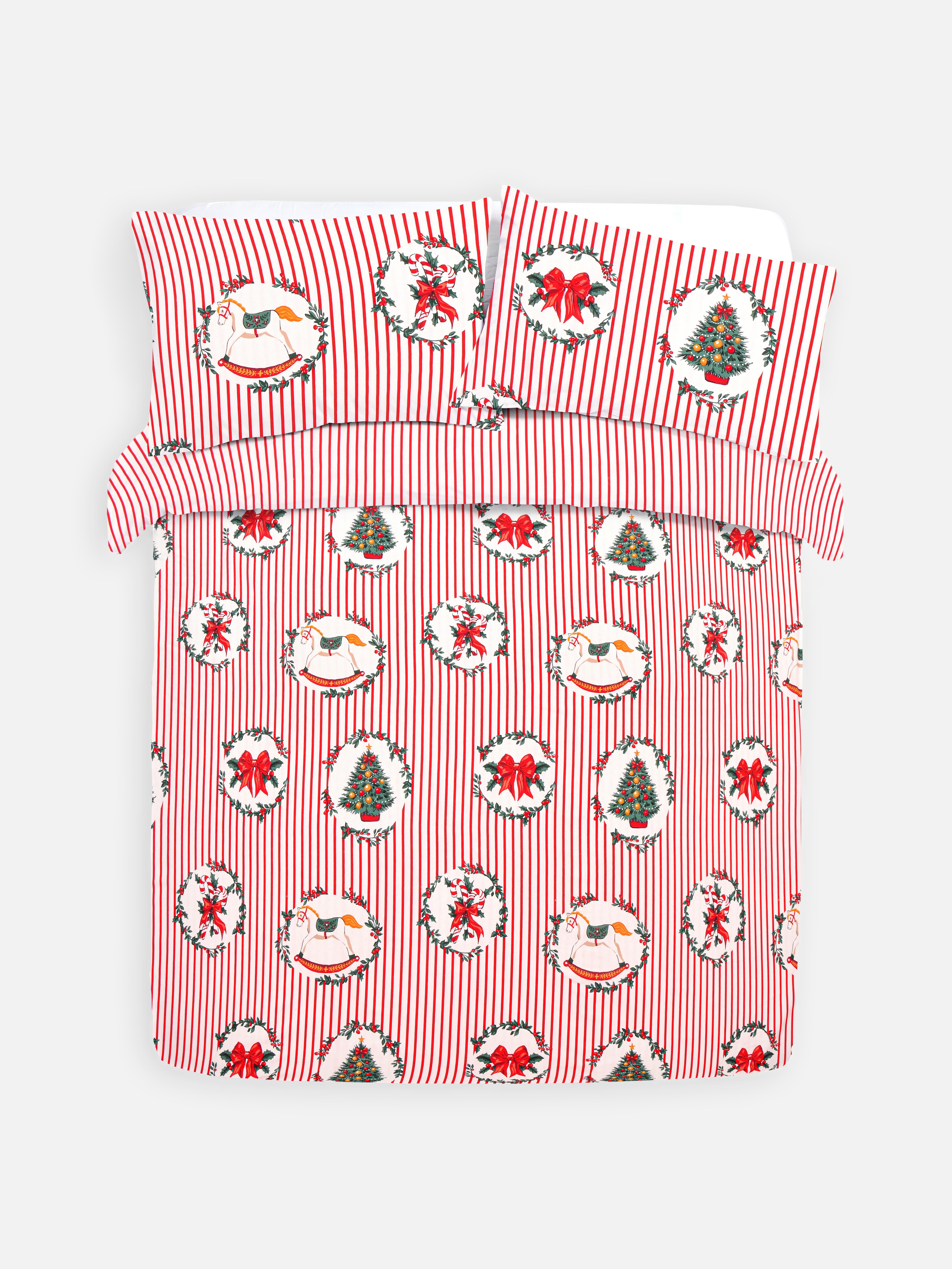 Conjunto capa edredão casal reversível ícones Natal
