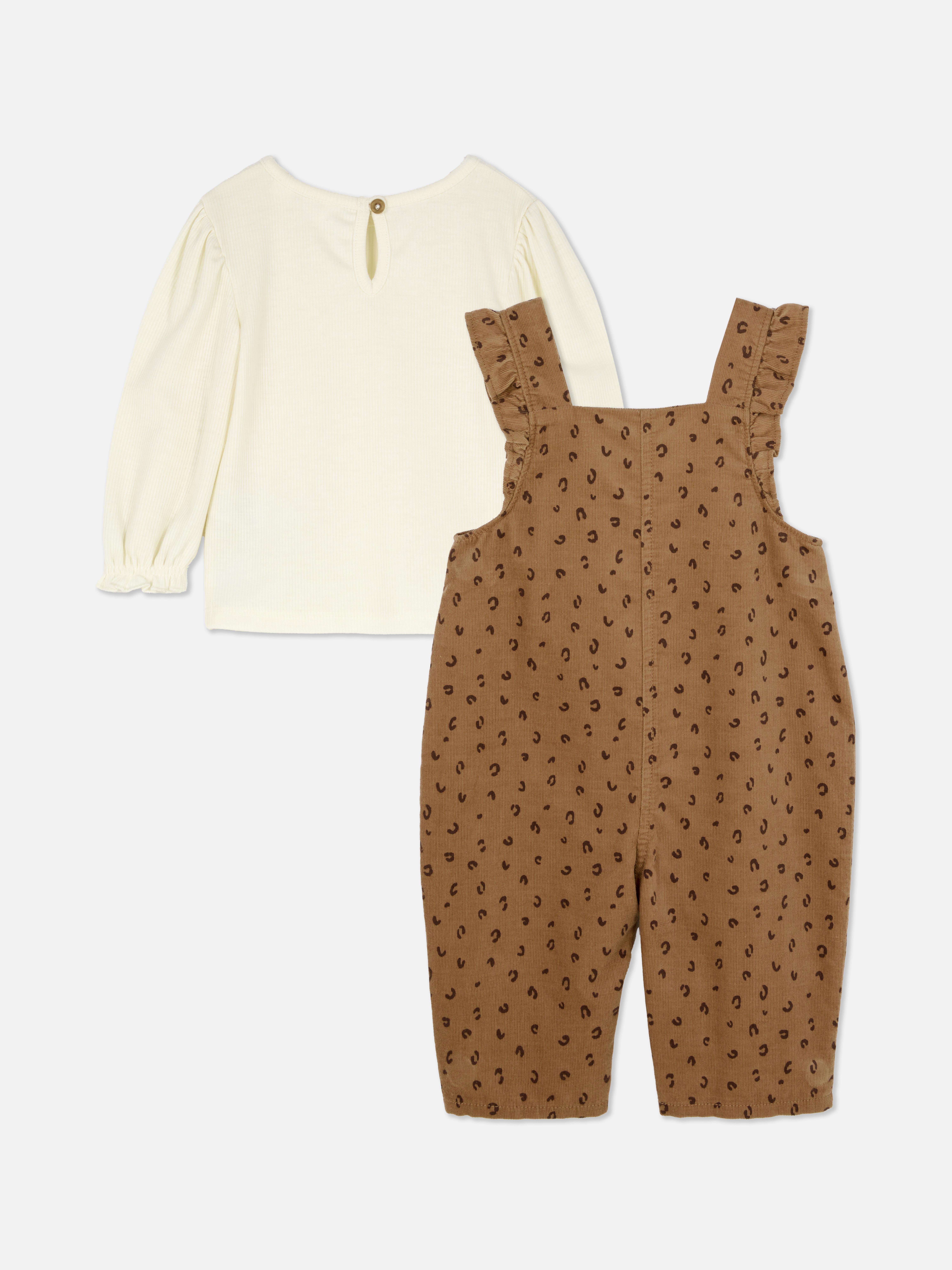 0-36mths | Long Sleeve Blouse and Leopard Print Dungarees Set