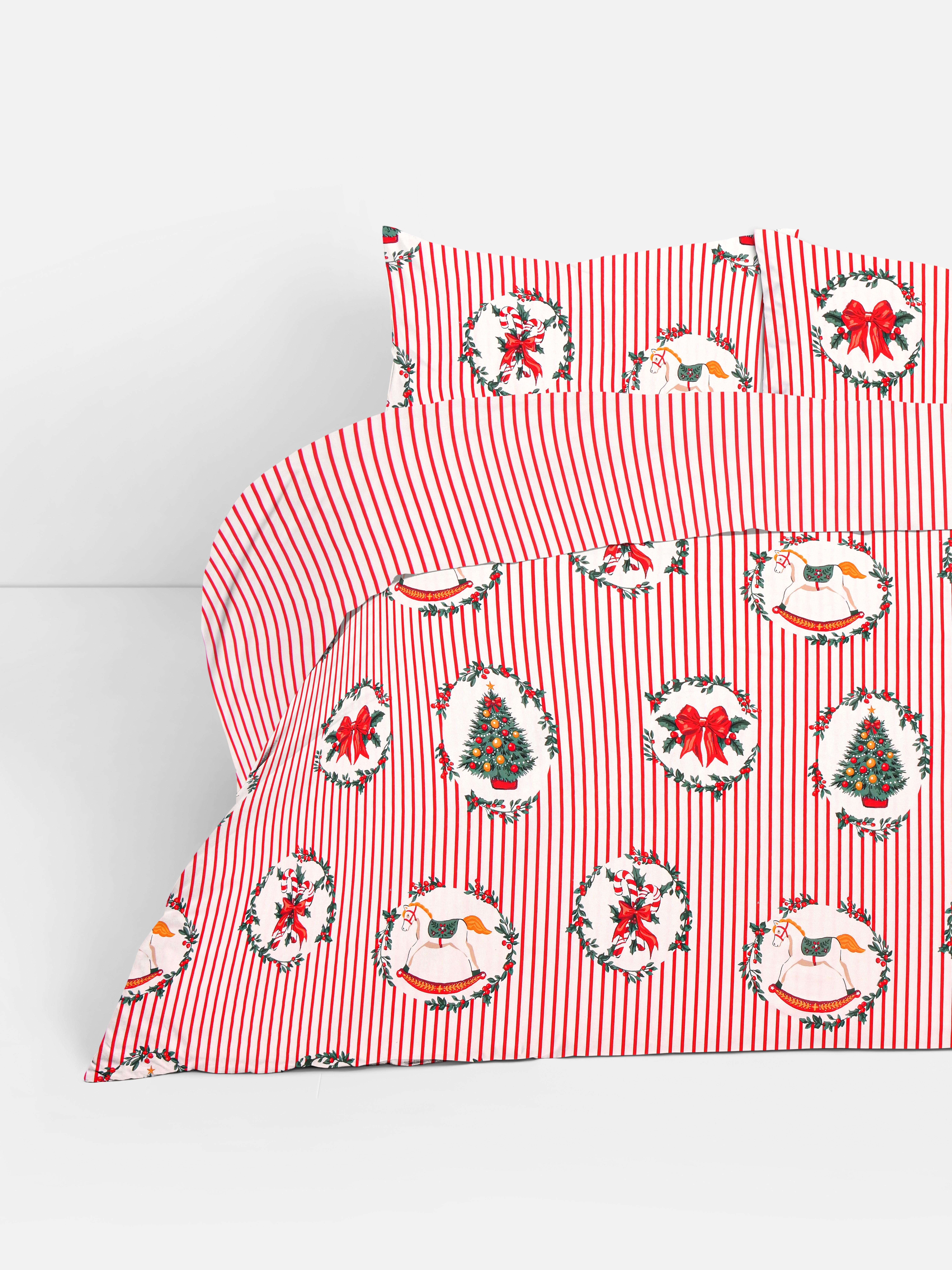 Parure de lit king size réversible à motifs de Noël