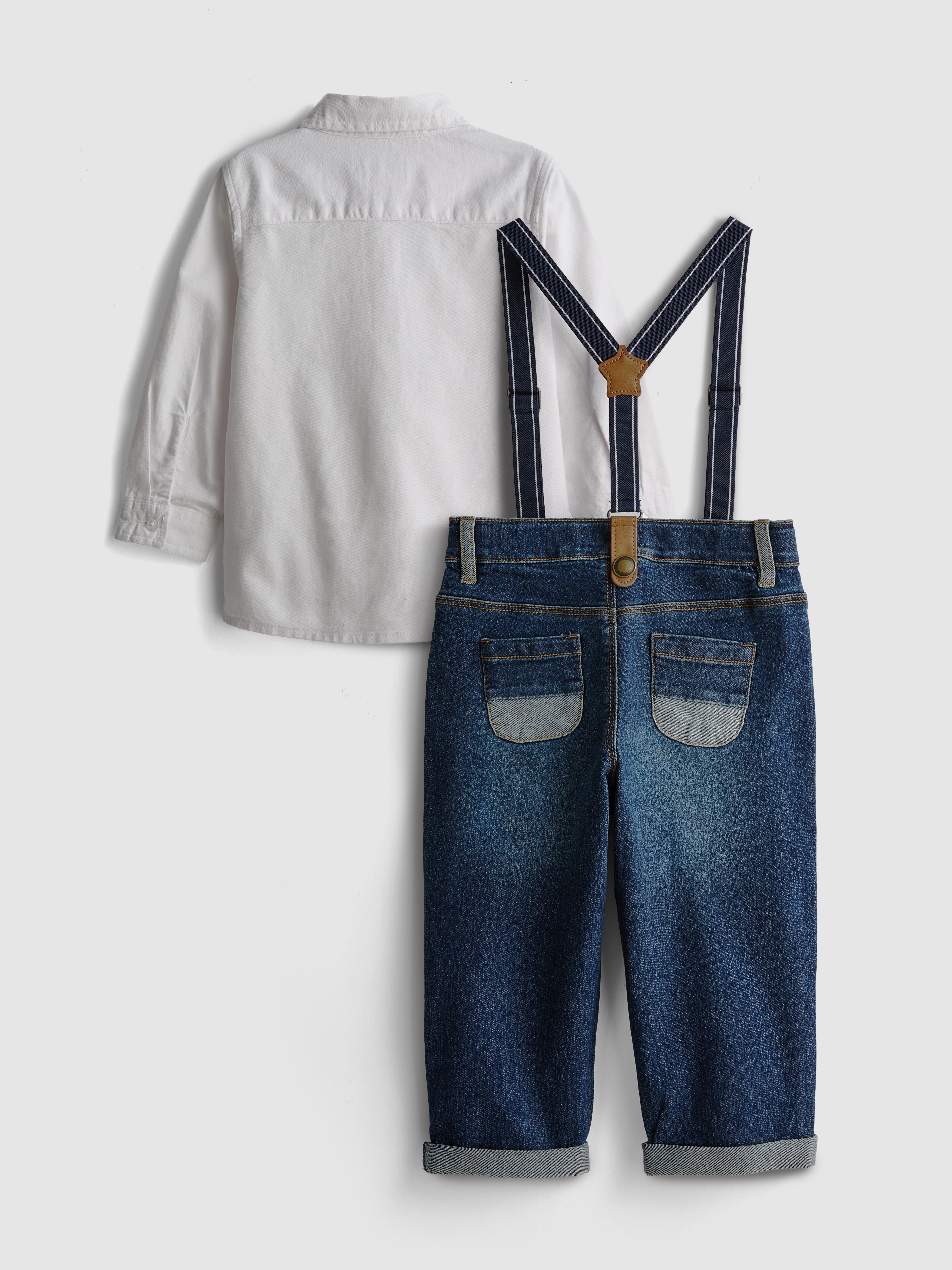 0-36mths | Shirt and Jeans with Braces Set