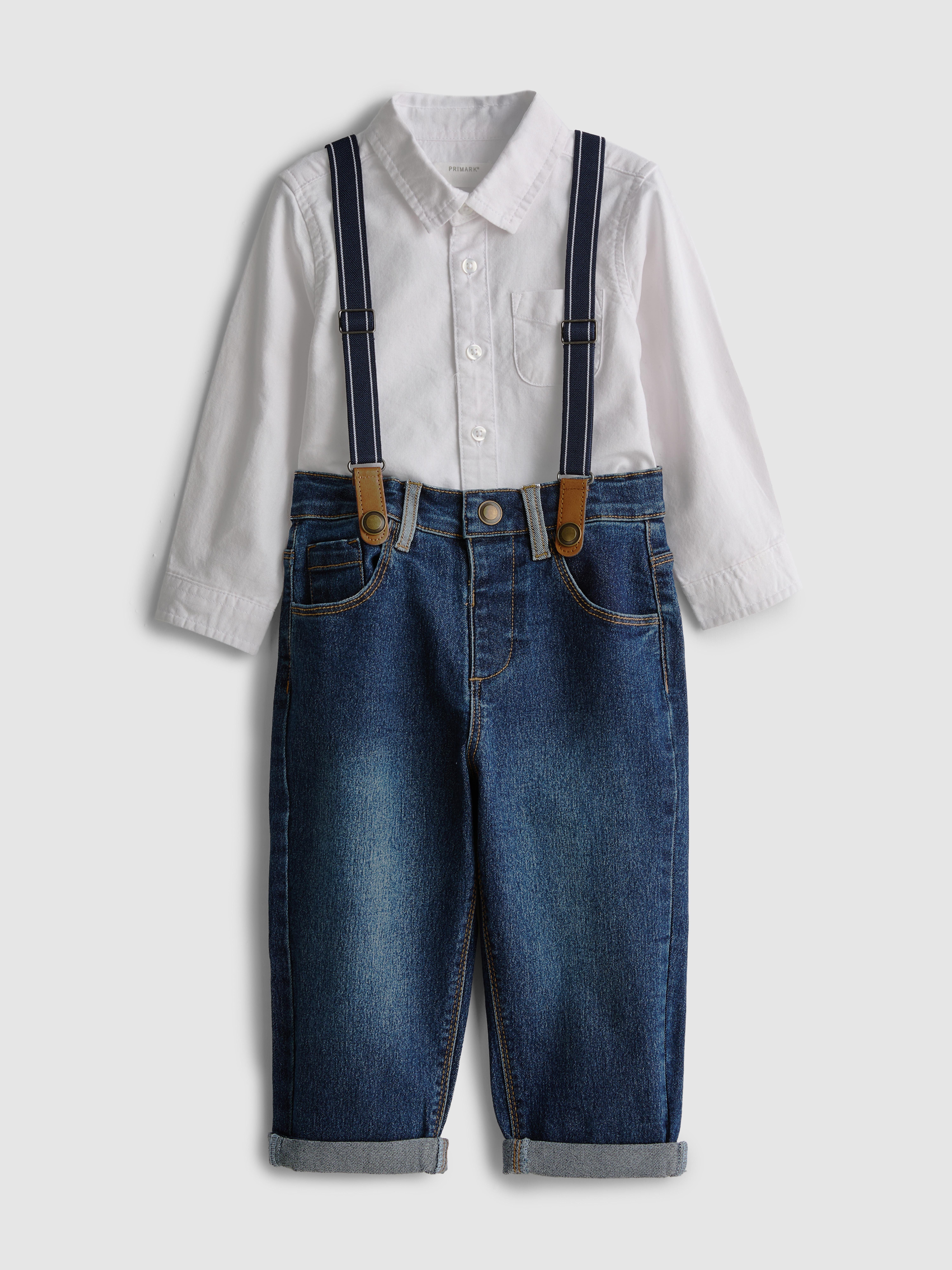 0-36mths | Shirt and Jeans with Braces Set