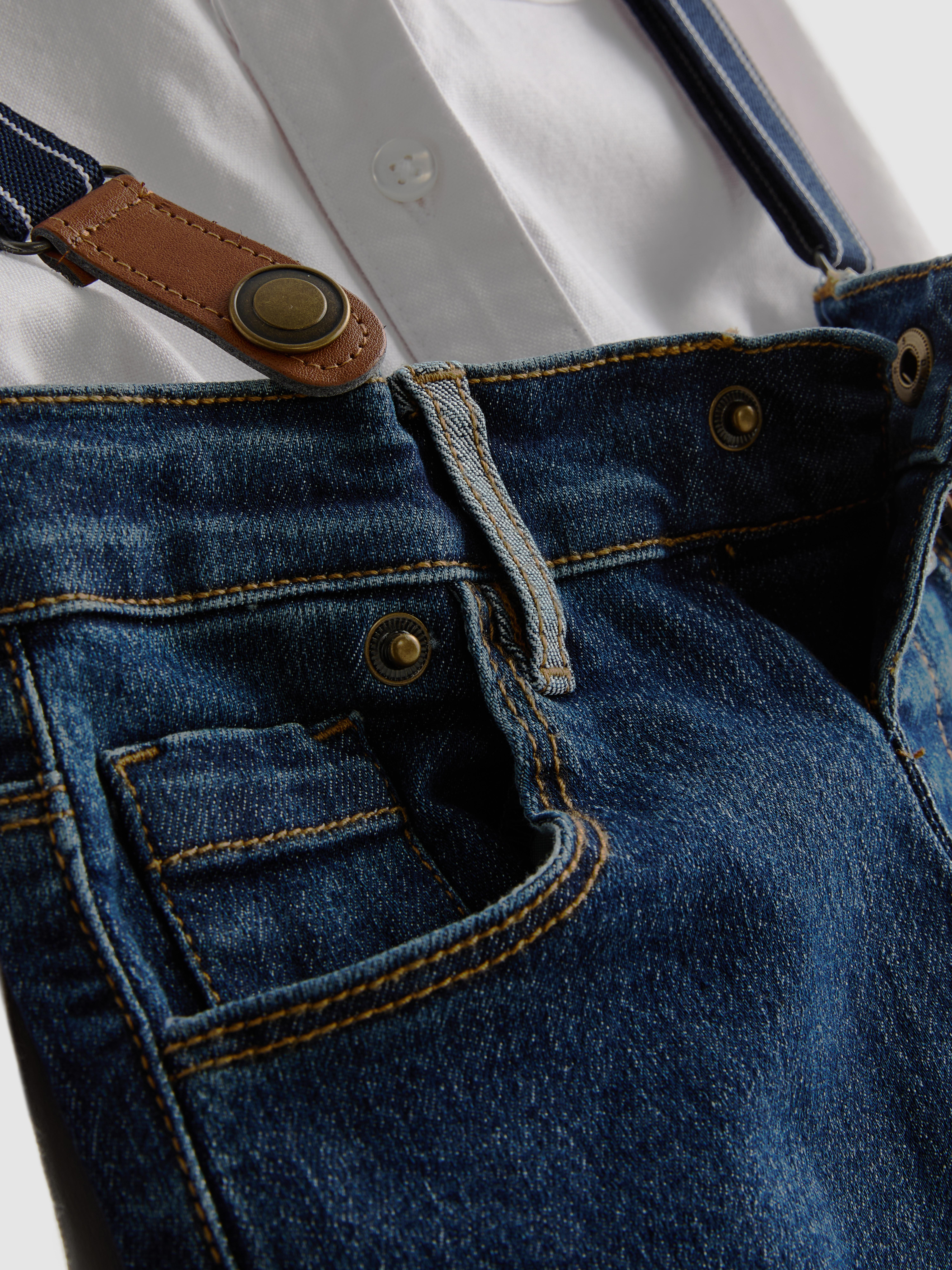 0-36mths | Shirt and Jeans with Braces Set