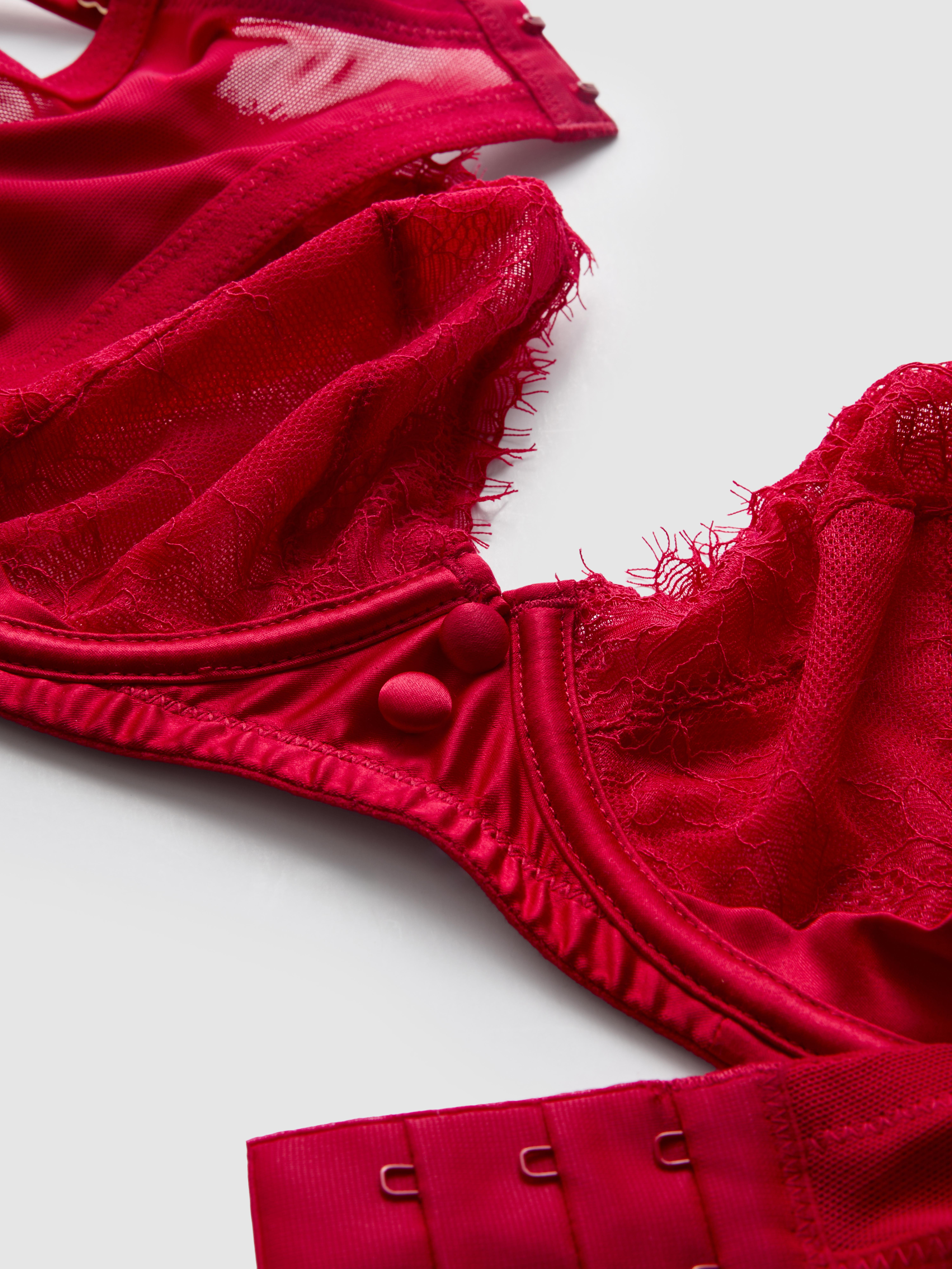 Balconette-BH aus Satin und Spitze, D-H