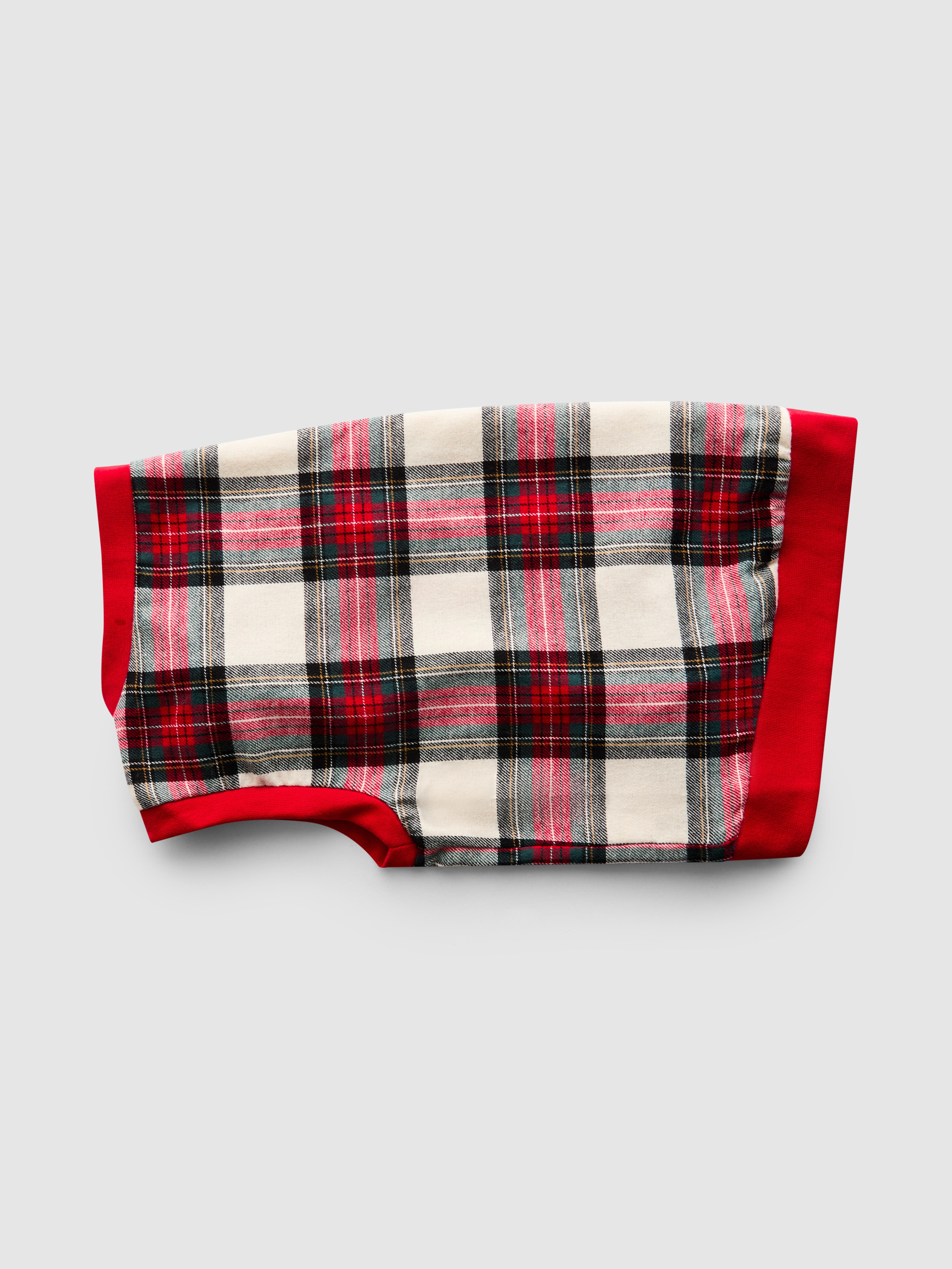 Pijama Natal família xadrez marfim animal estimação