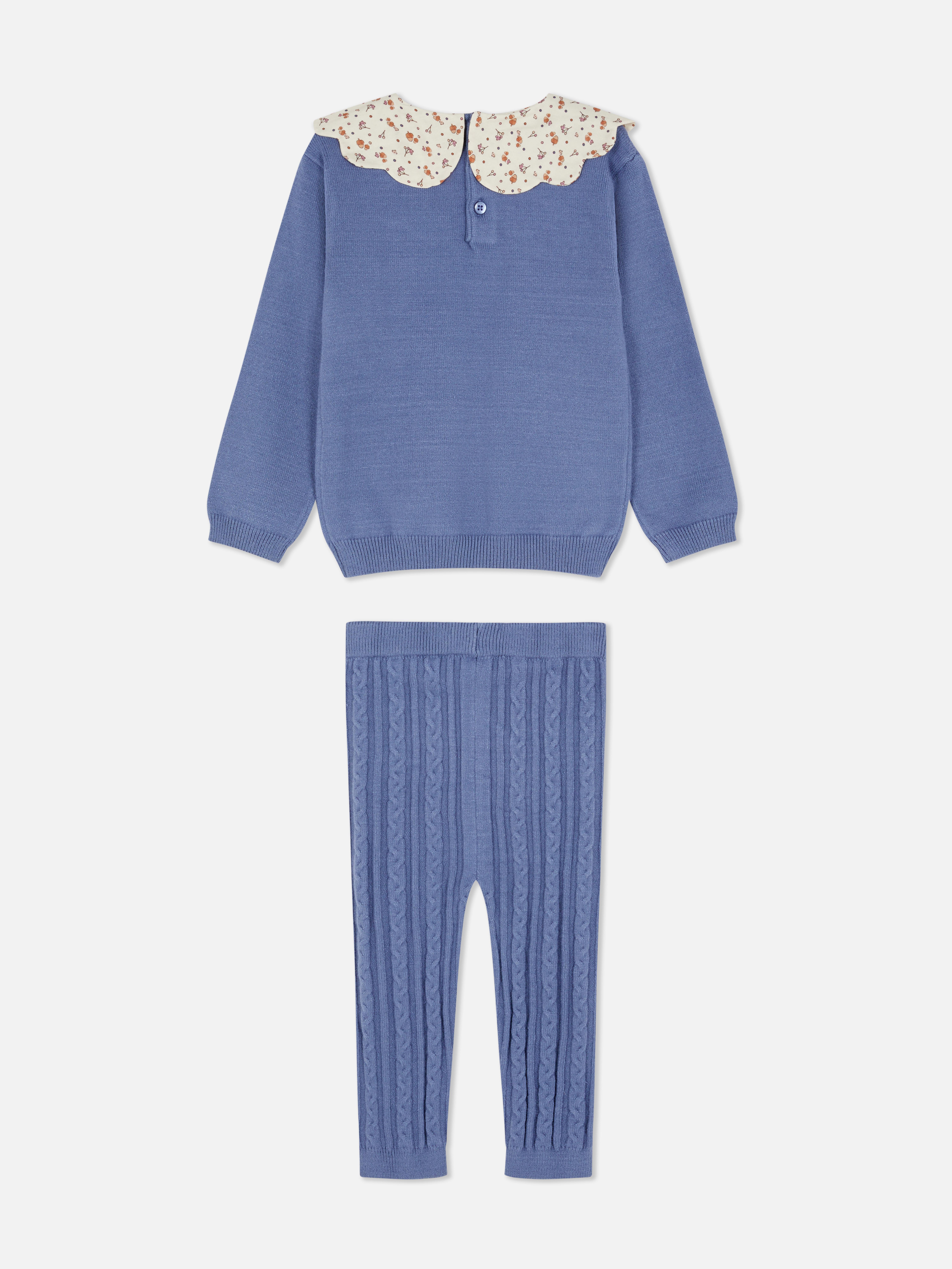 0–36 Monate | Pullover mit Kragen, Blumenmuster und Leggings
