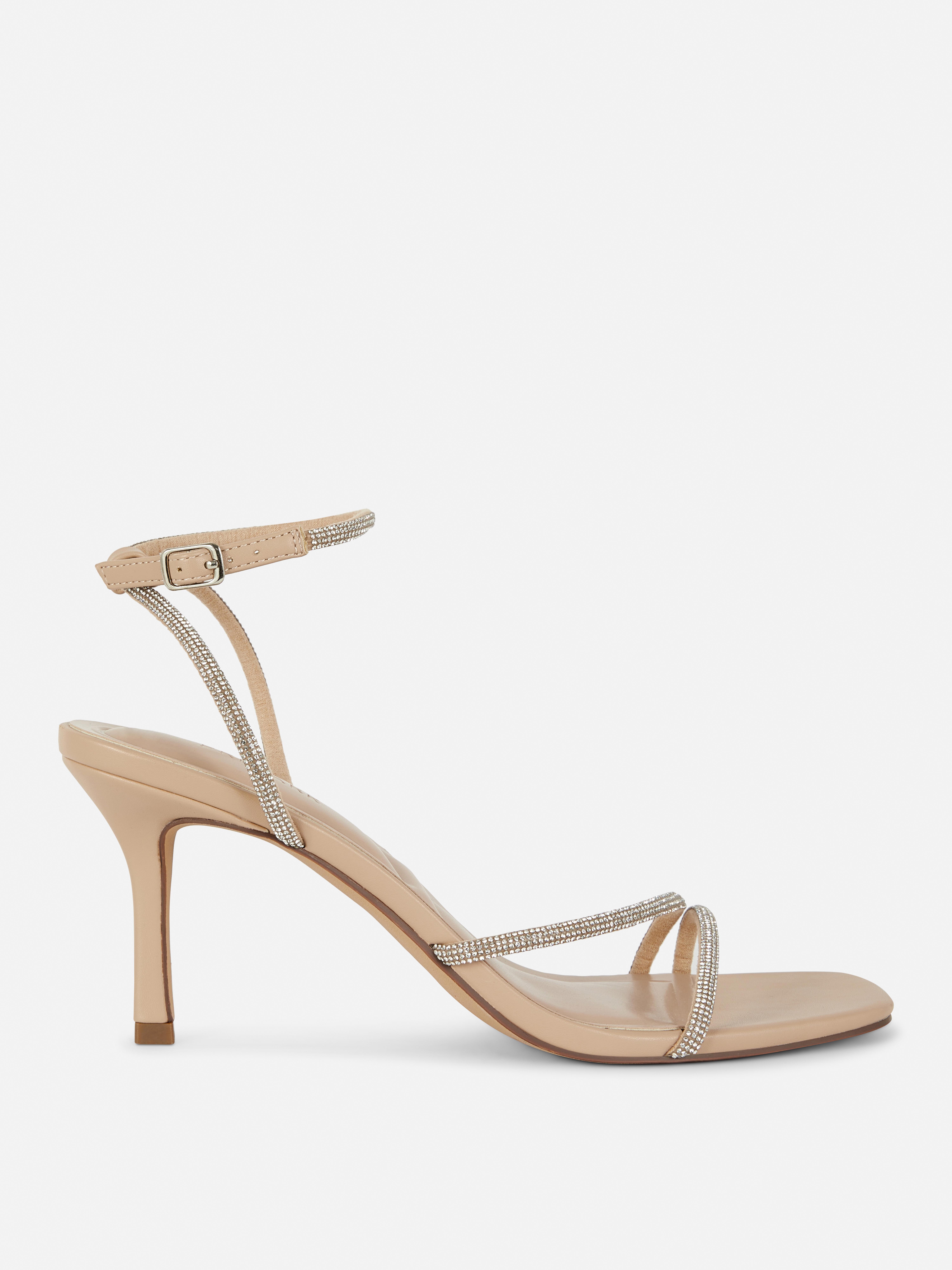 Sandalias de tacón con tiras y strass