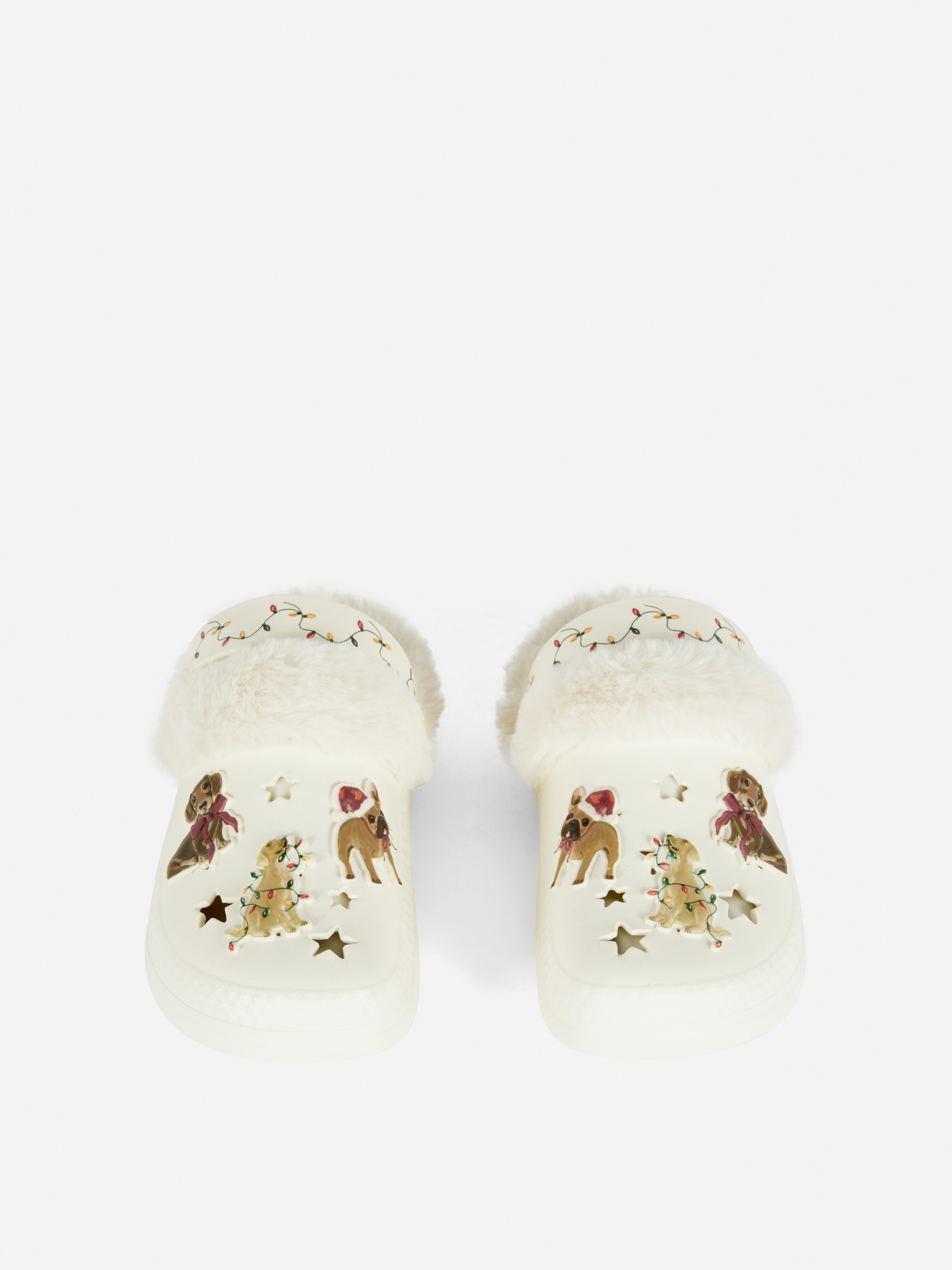 Weihnachtliche Clogs für Kinder mit Hundemotiven