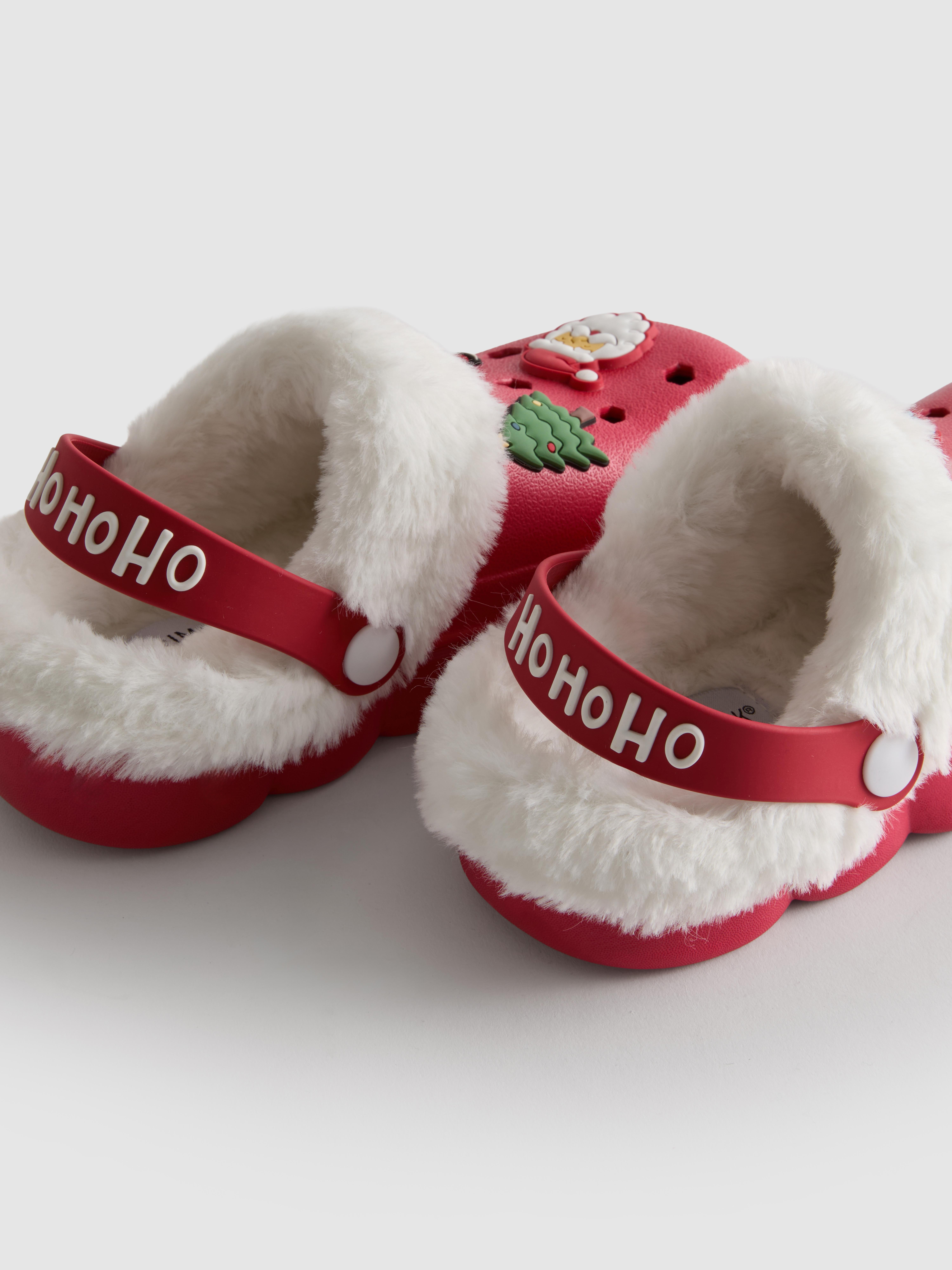 Faux Fur Lined Christmas Clog Slippers
