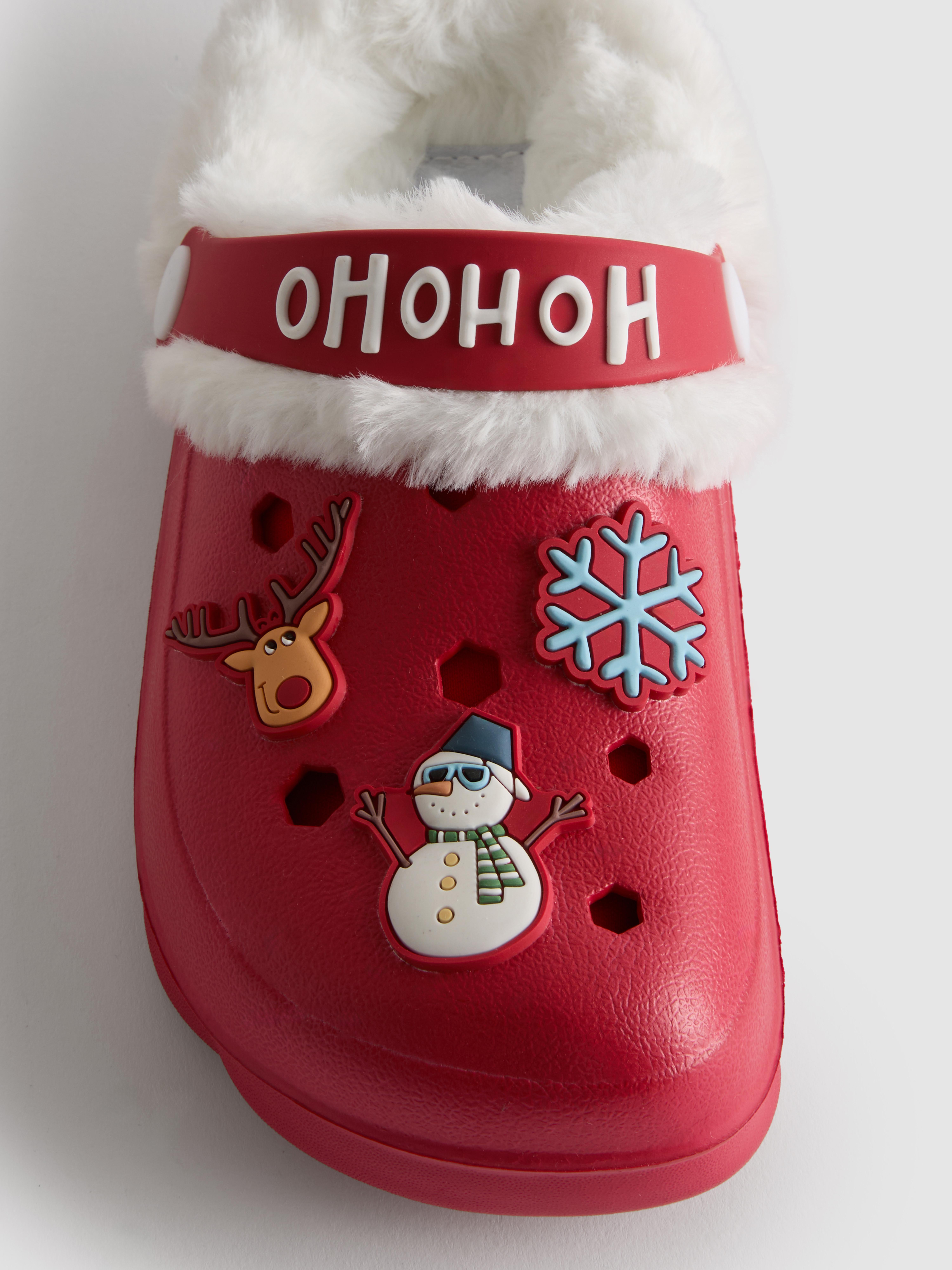 Faux Fur Lined Christmas Clog Slippers