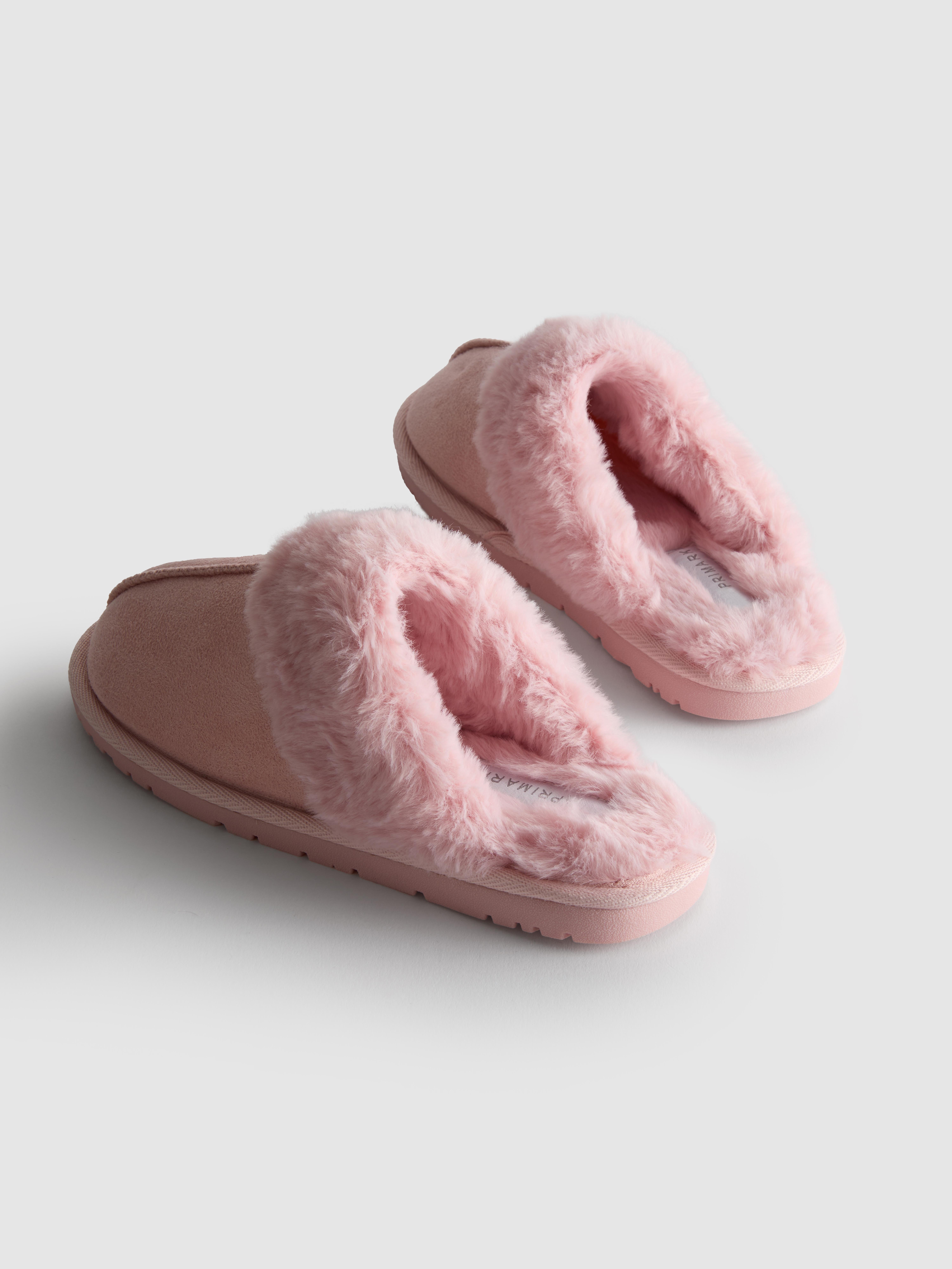 Faux Fur Trim Mule Slippers