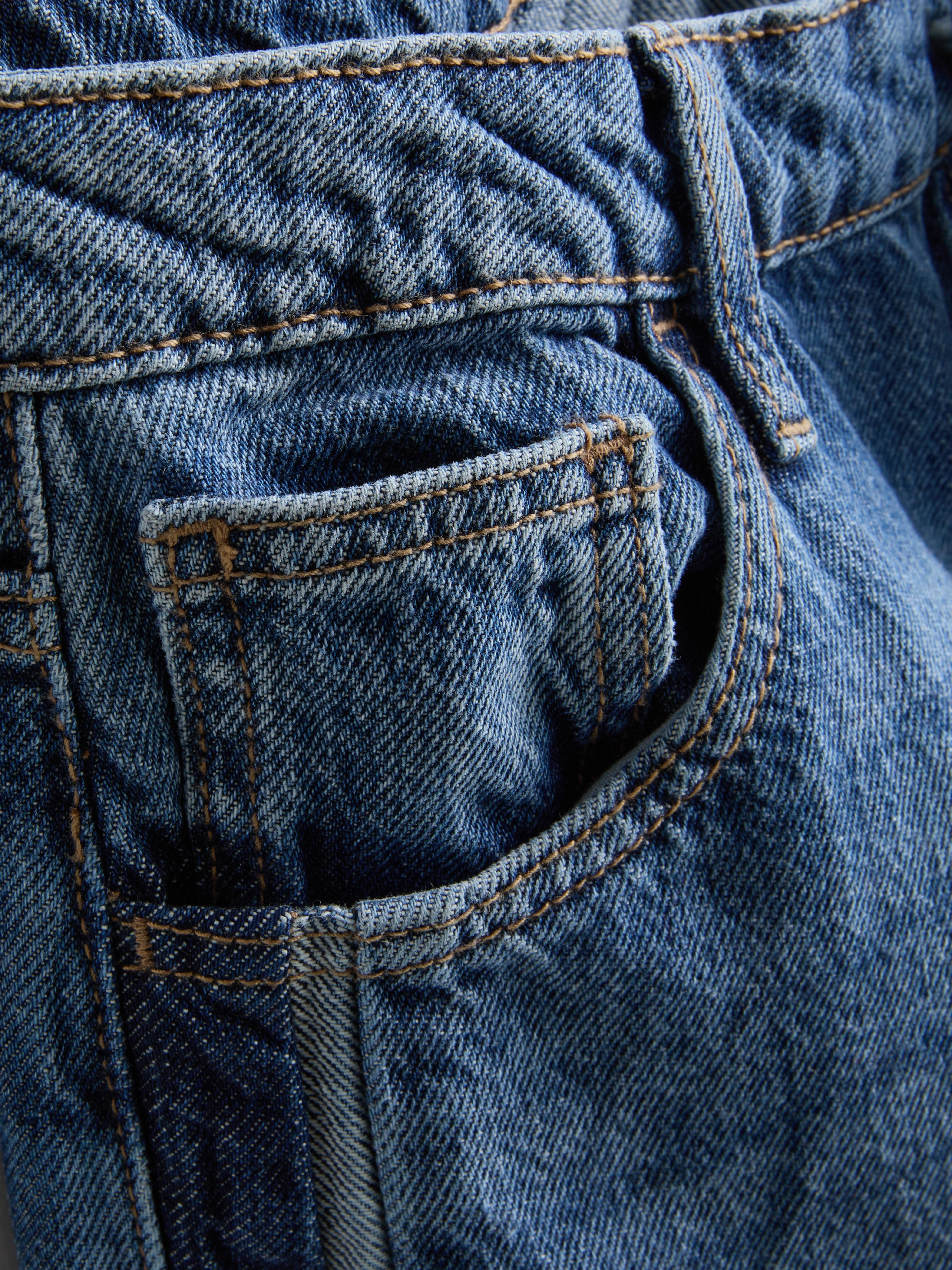 Mid Rise Side Stripe Straight Leg Jeans