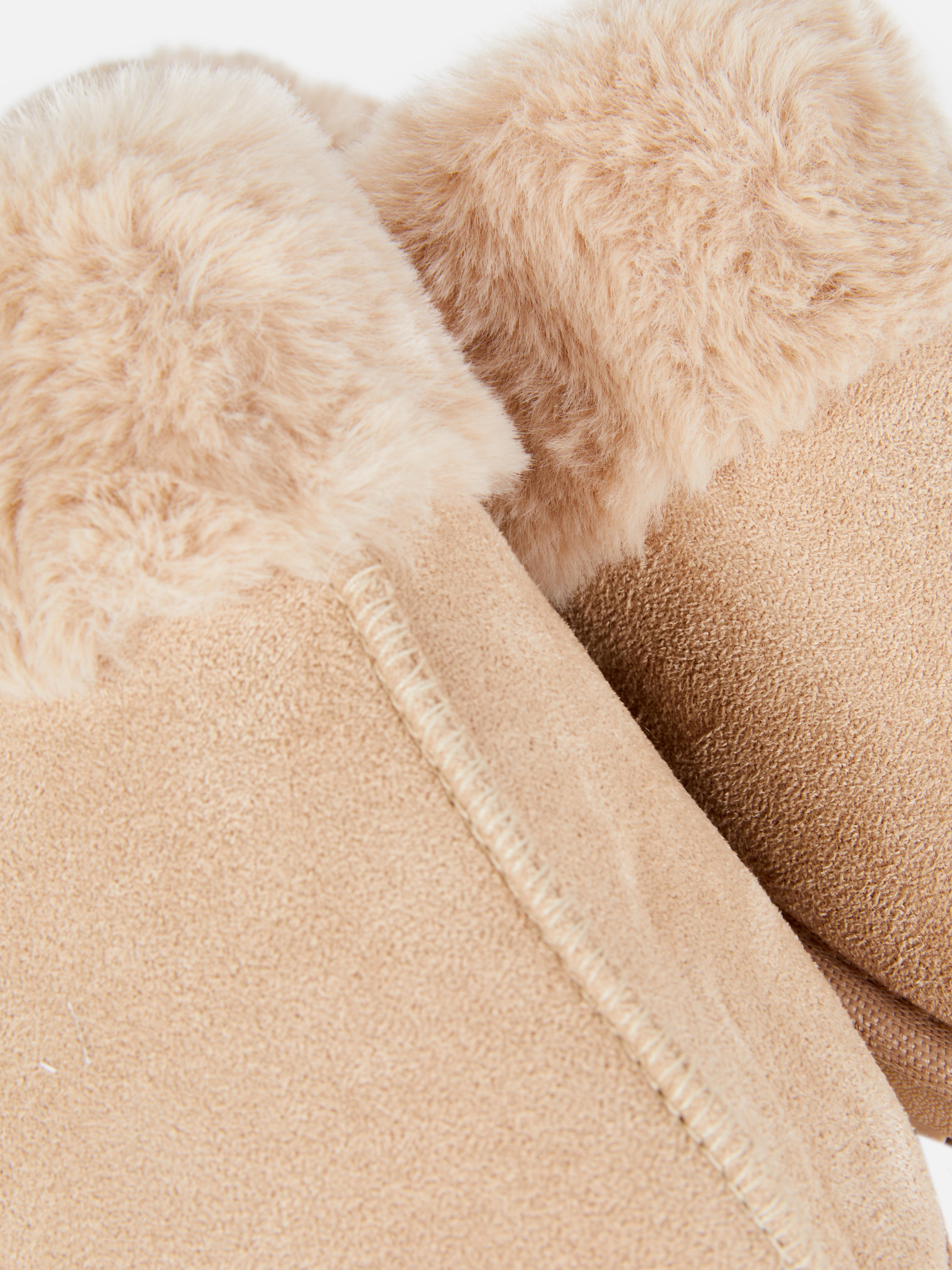 Faux Fur Trim Mule Slippers