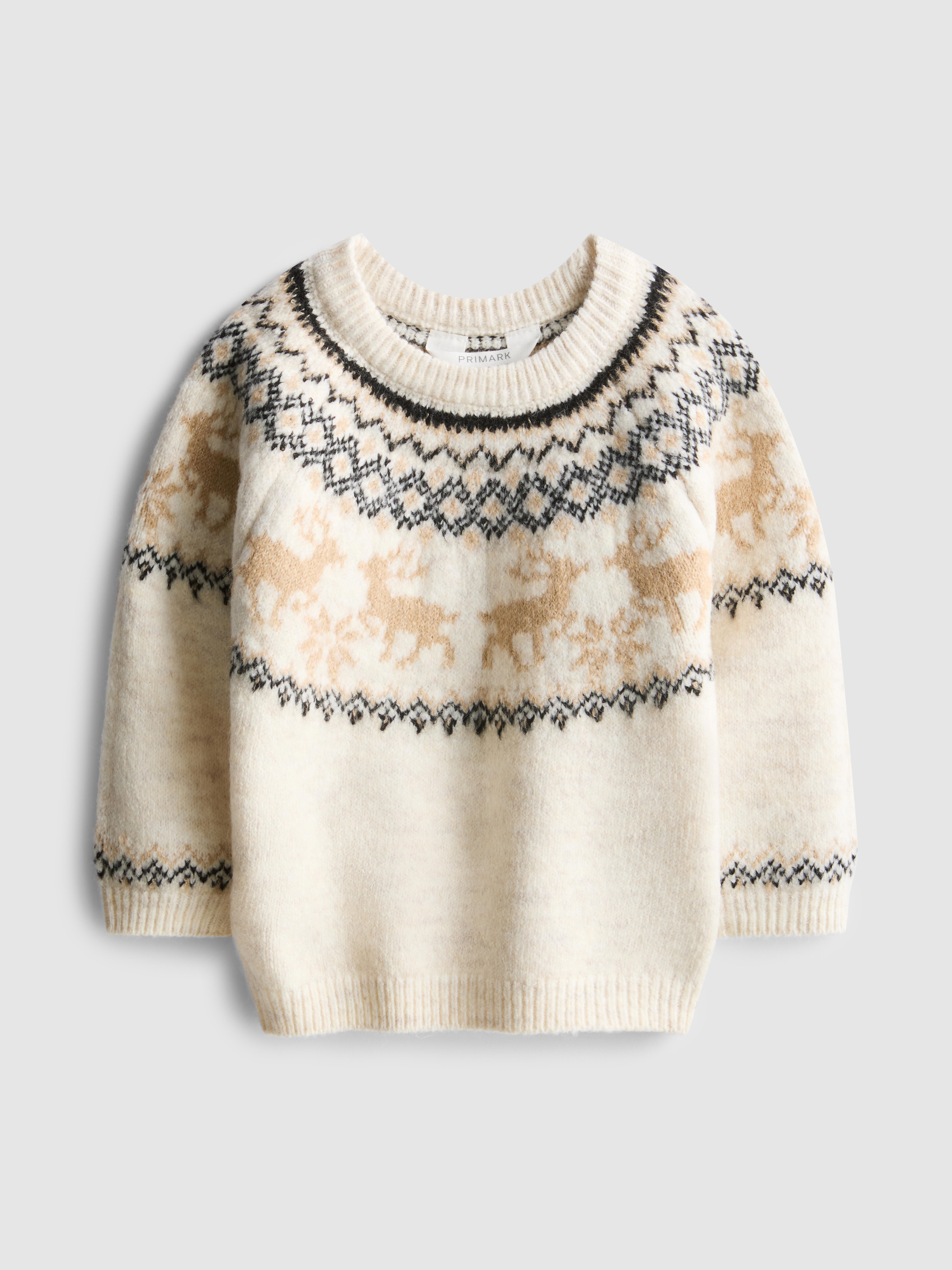 0-36mths | Baby's Reindeer Fair Isle Family Christmas Jumper