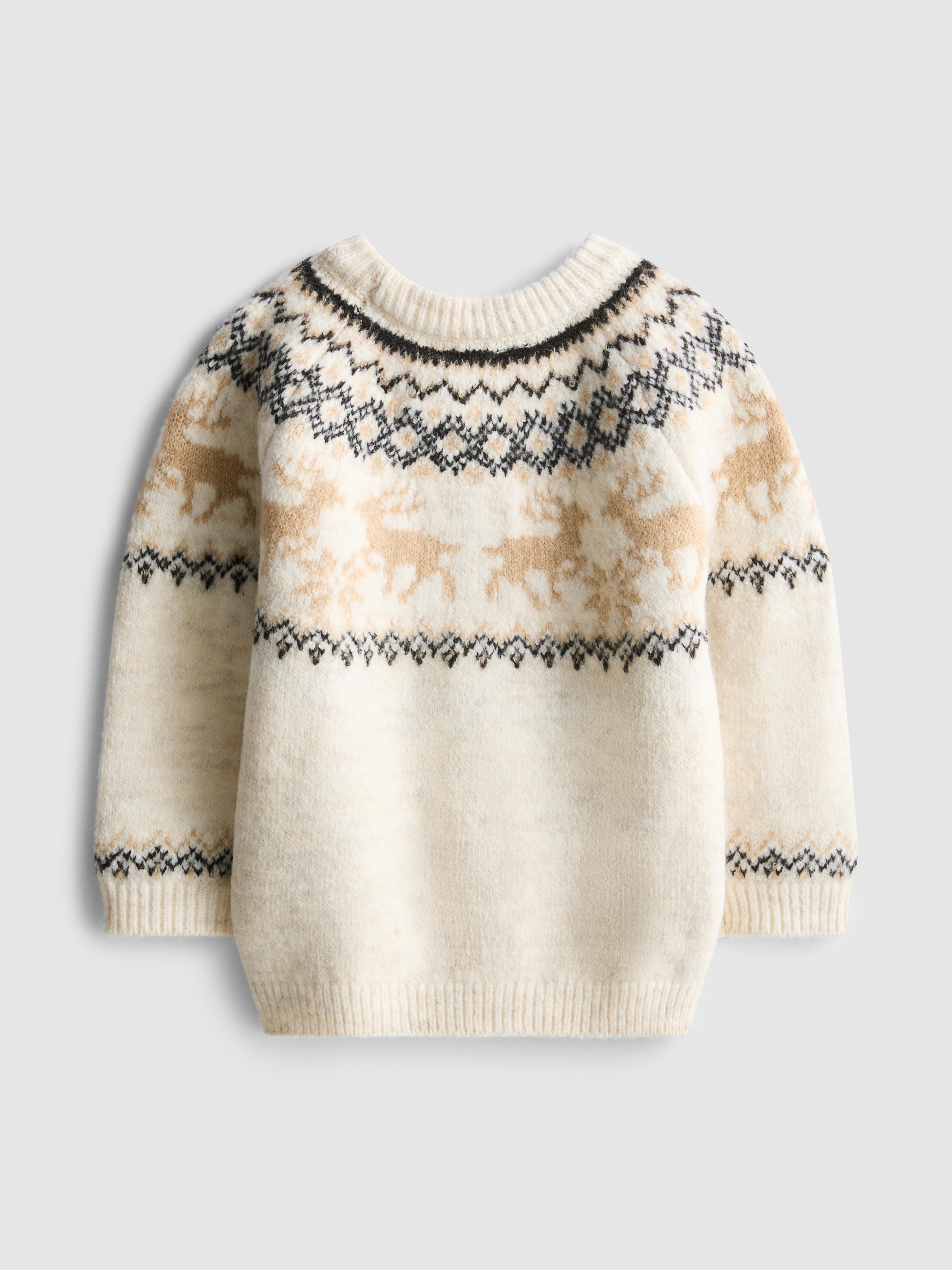 0-36mths | Baby's Reindeer Fair Isle Family Christmas Jumper