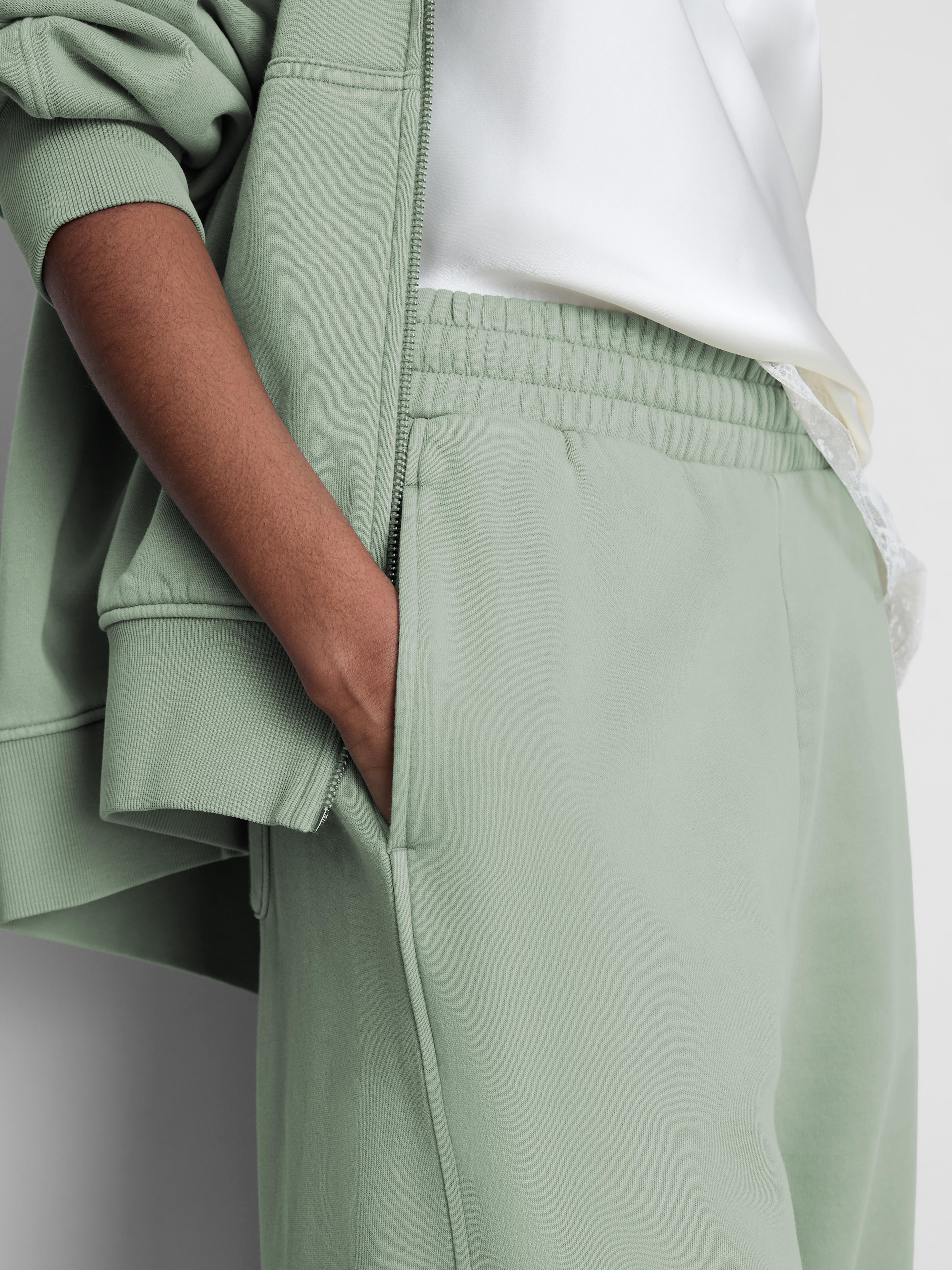 Women's Green Cotton Rich Wide Leg Sweatpants