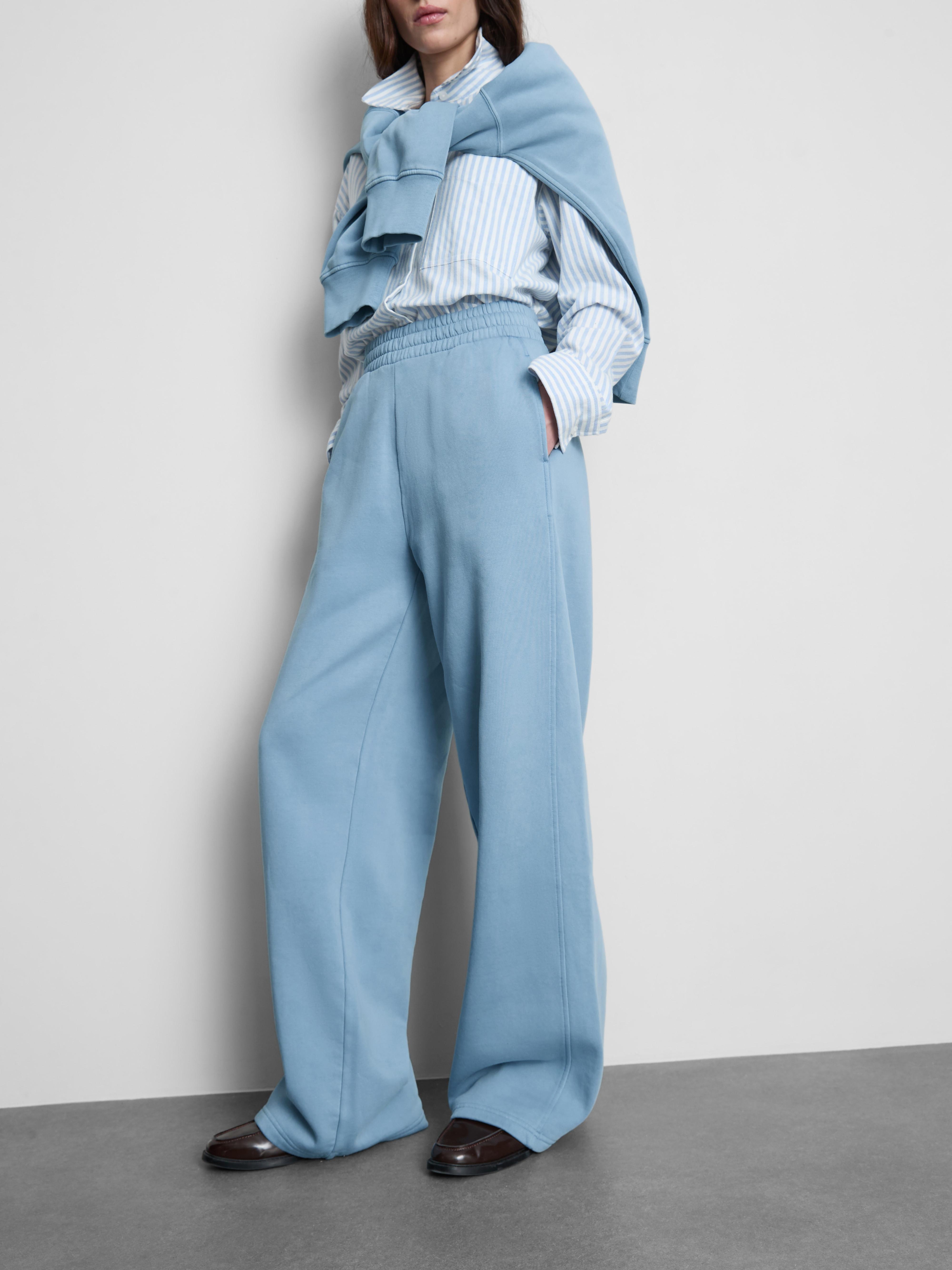 Women's Blue Cotton Rich Wide Leg Sweatpants