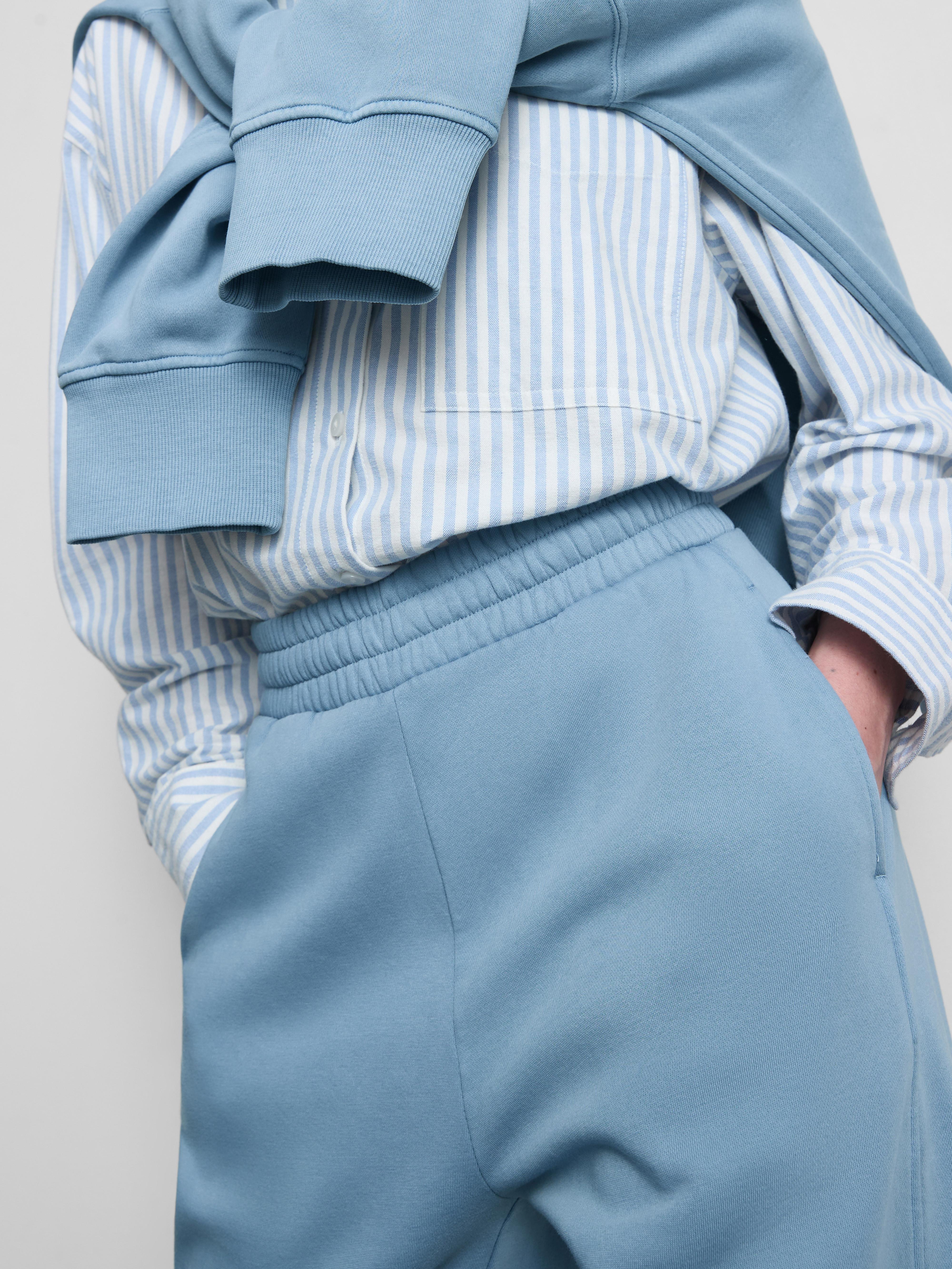 Women's Blue Cotton Rich Wide Leg Sweatpants