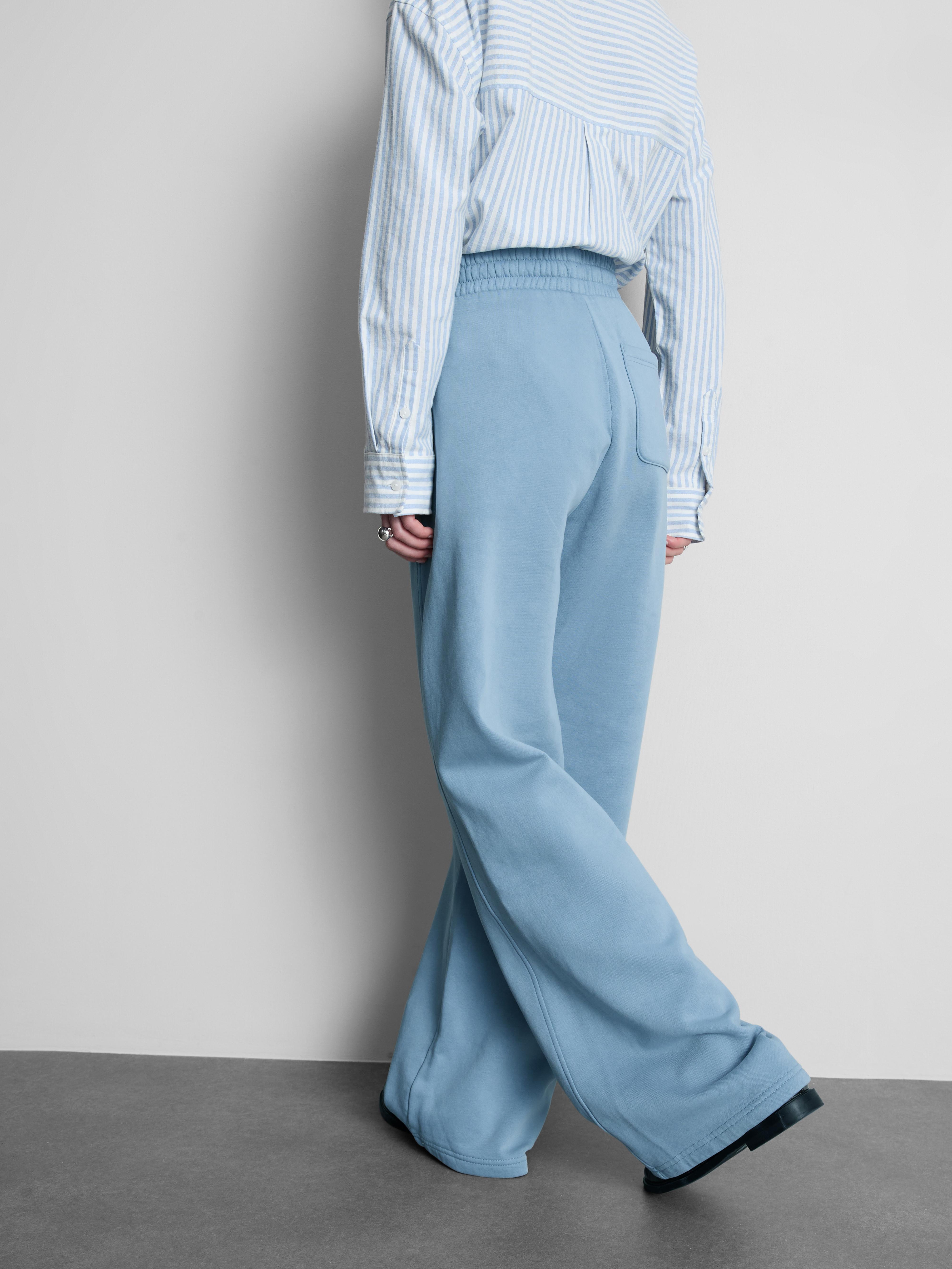 Women's Blue Cotton Rich Wide Leg Sweatpants