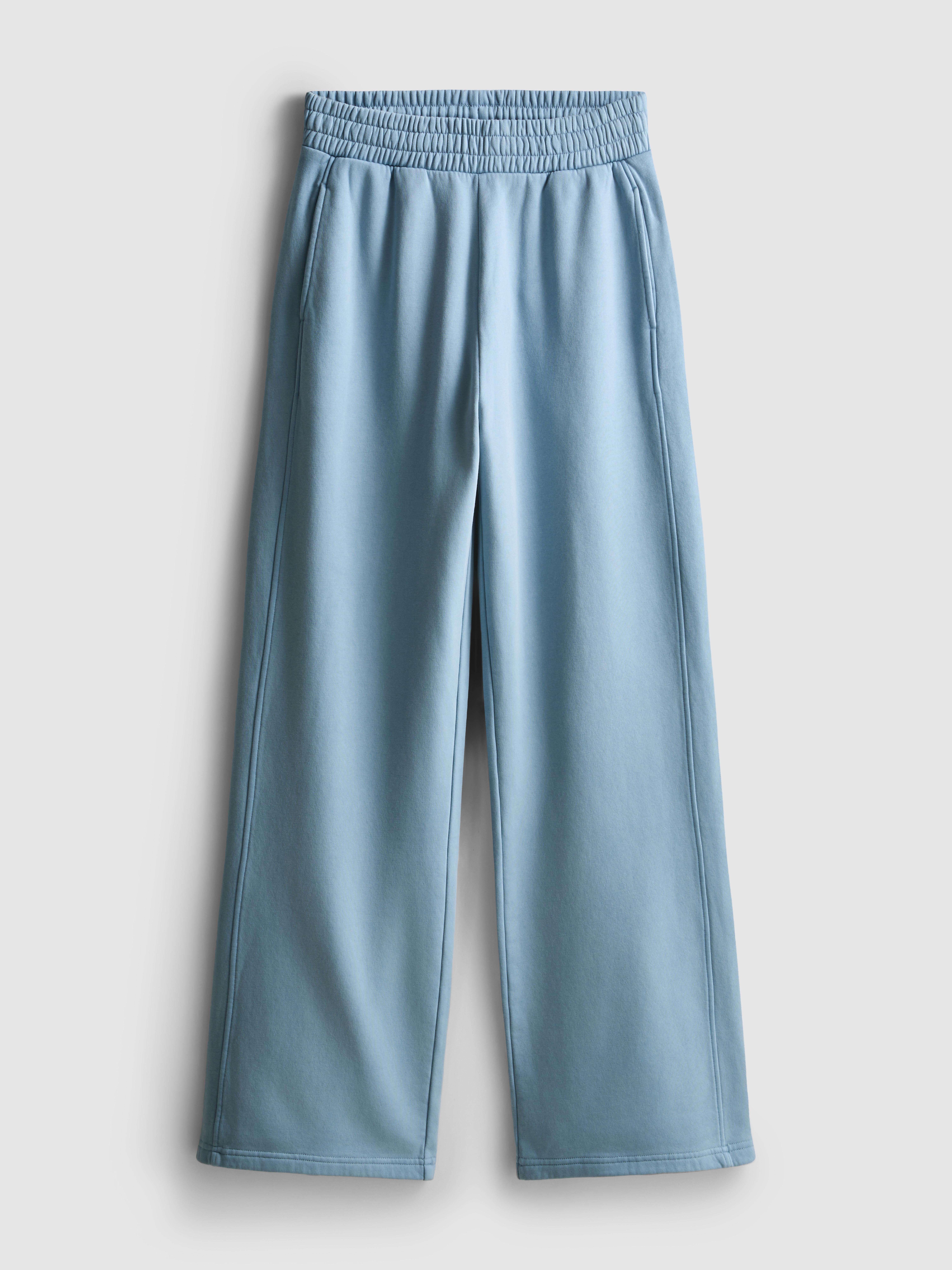Women's Blue Cotton Rich Wide Leg Sweatpants