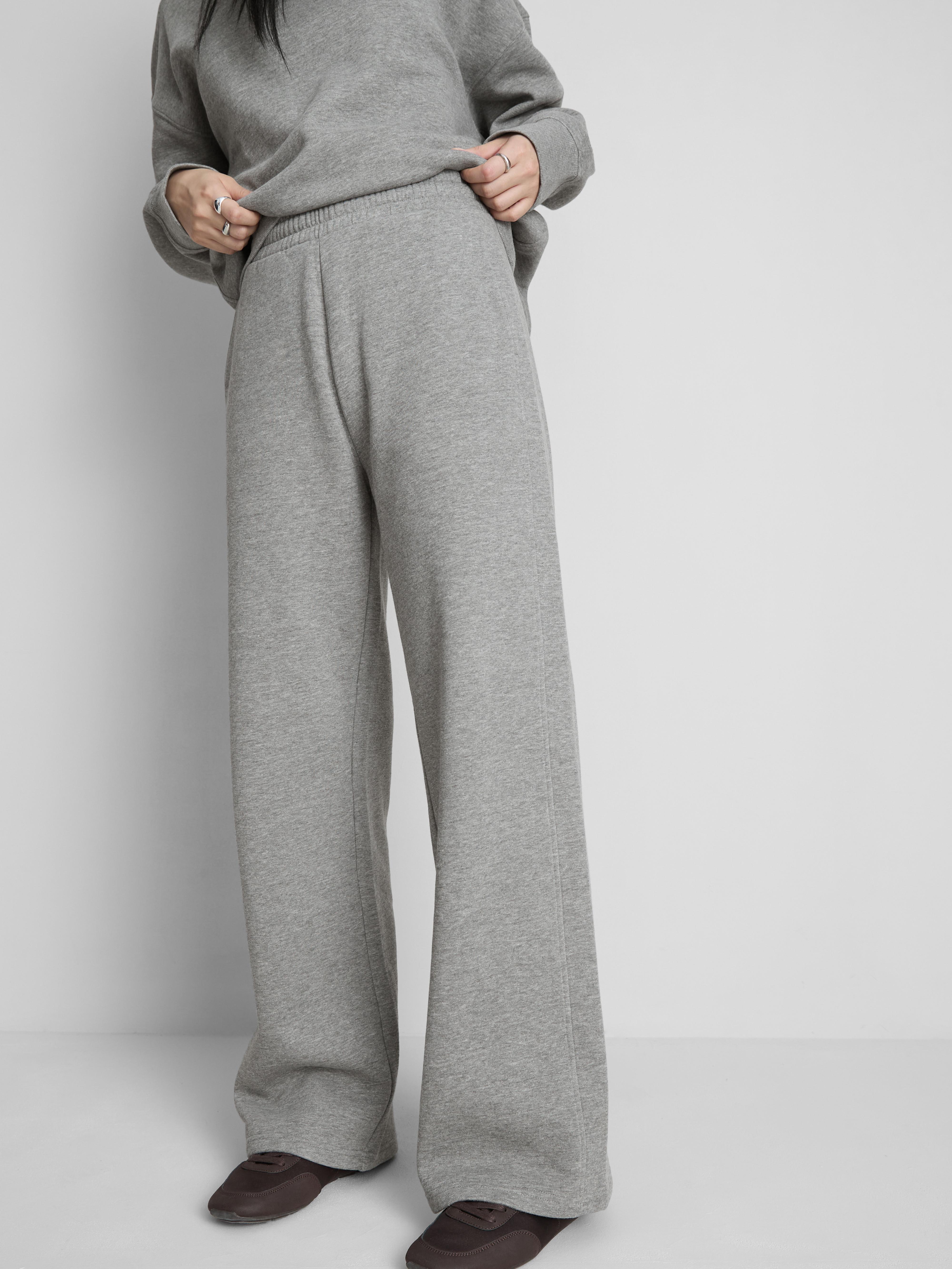 Women's Dark Gray Cotton Rich Wide Leg Sweatpants