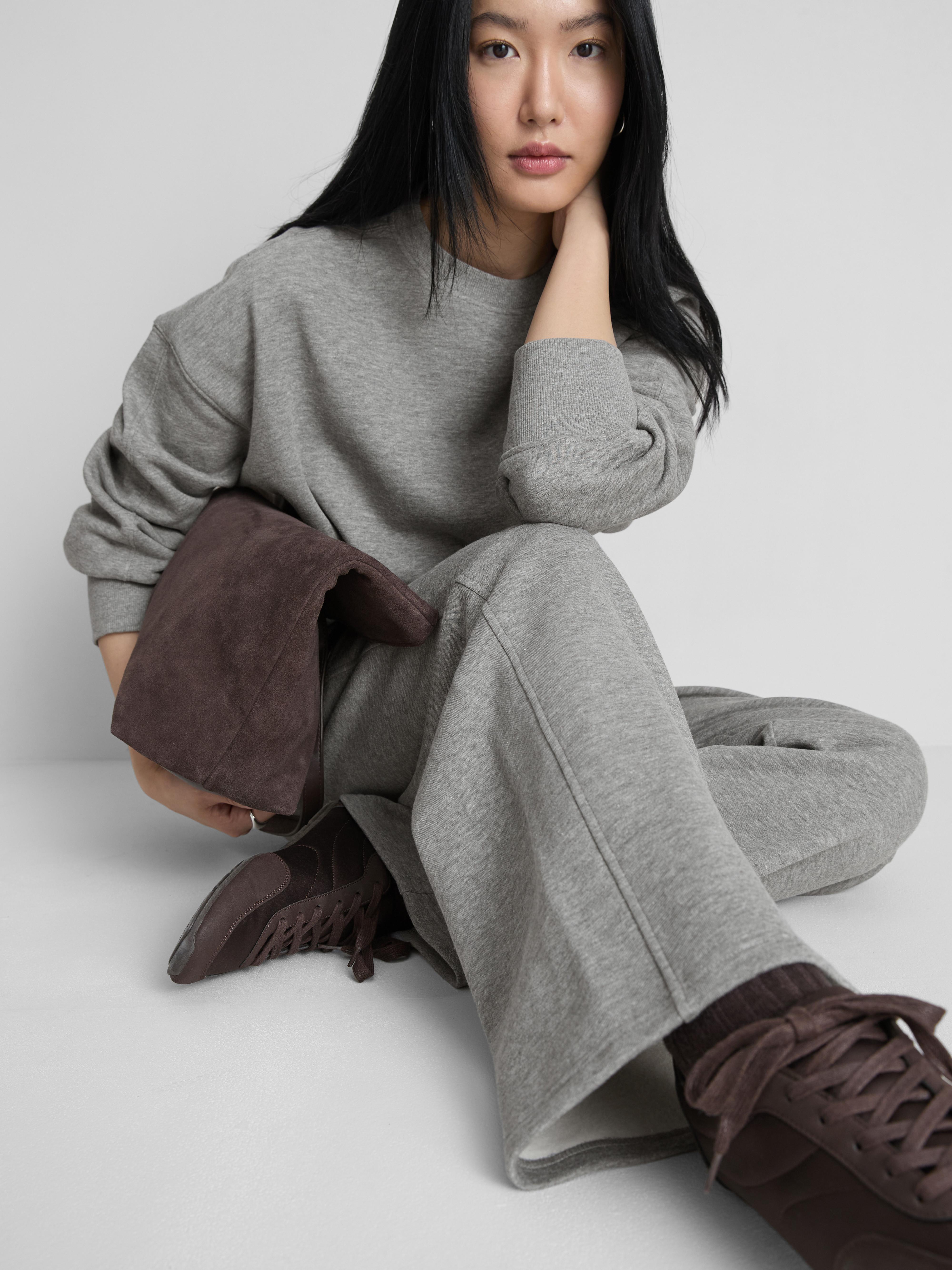 Women's Dark Gray Cotton Rich Wide Leg Sweatpants