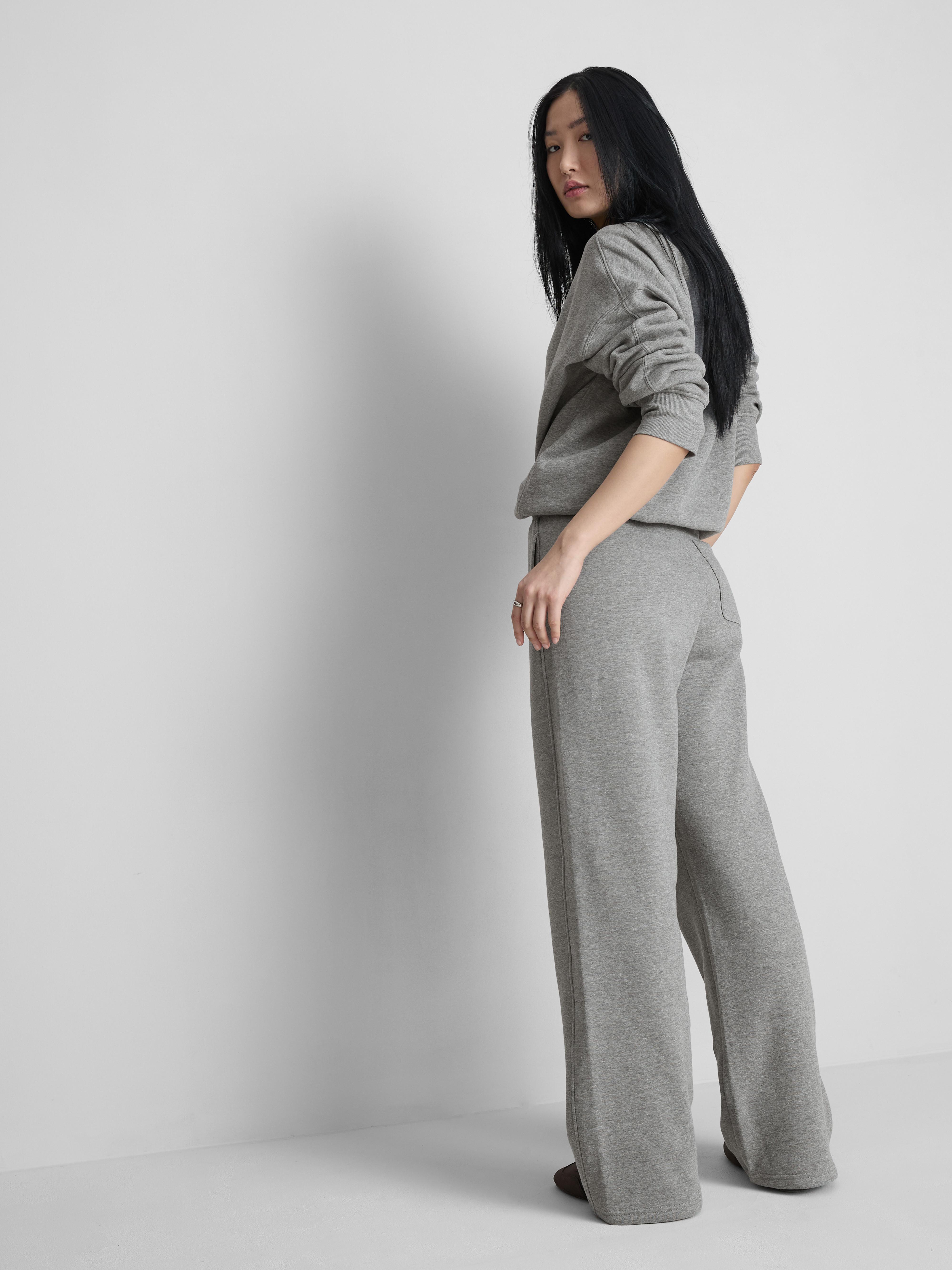 Women's Dark Gray Cotton Rich Wide Leg Sweatpants