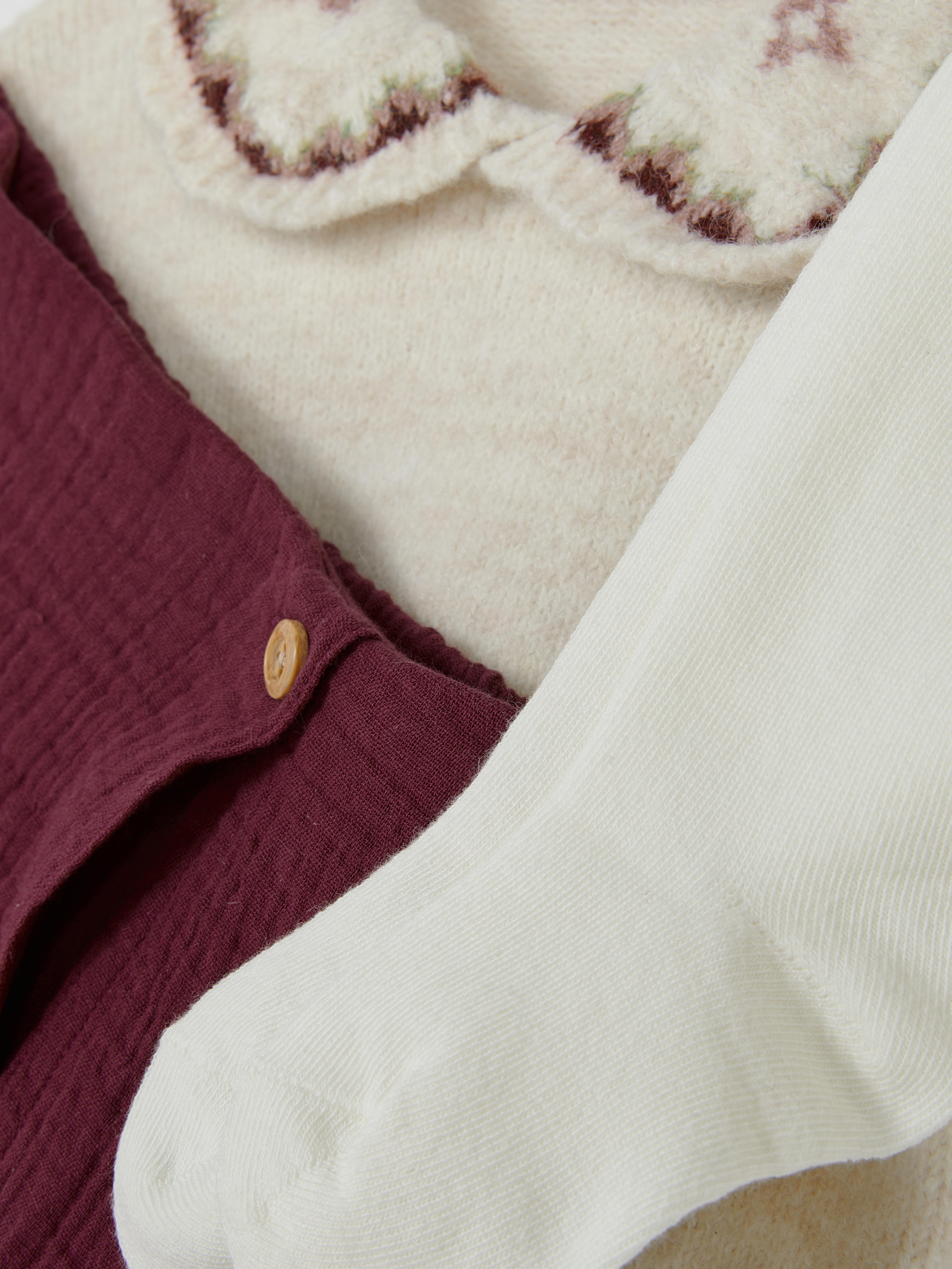 0-36 mesi | Maglione con colletto, skort e collant