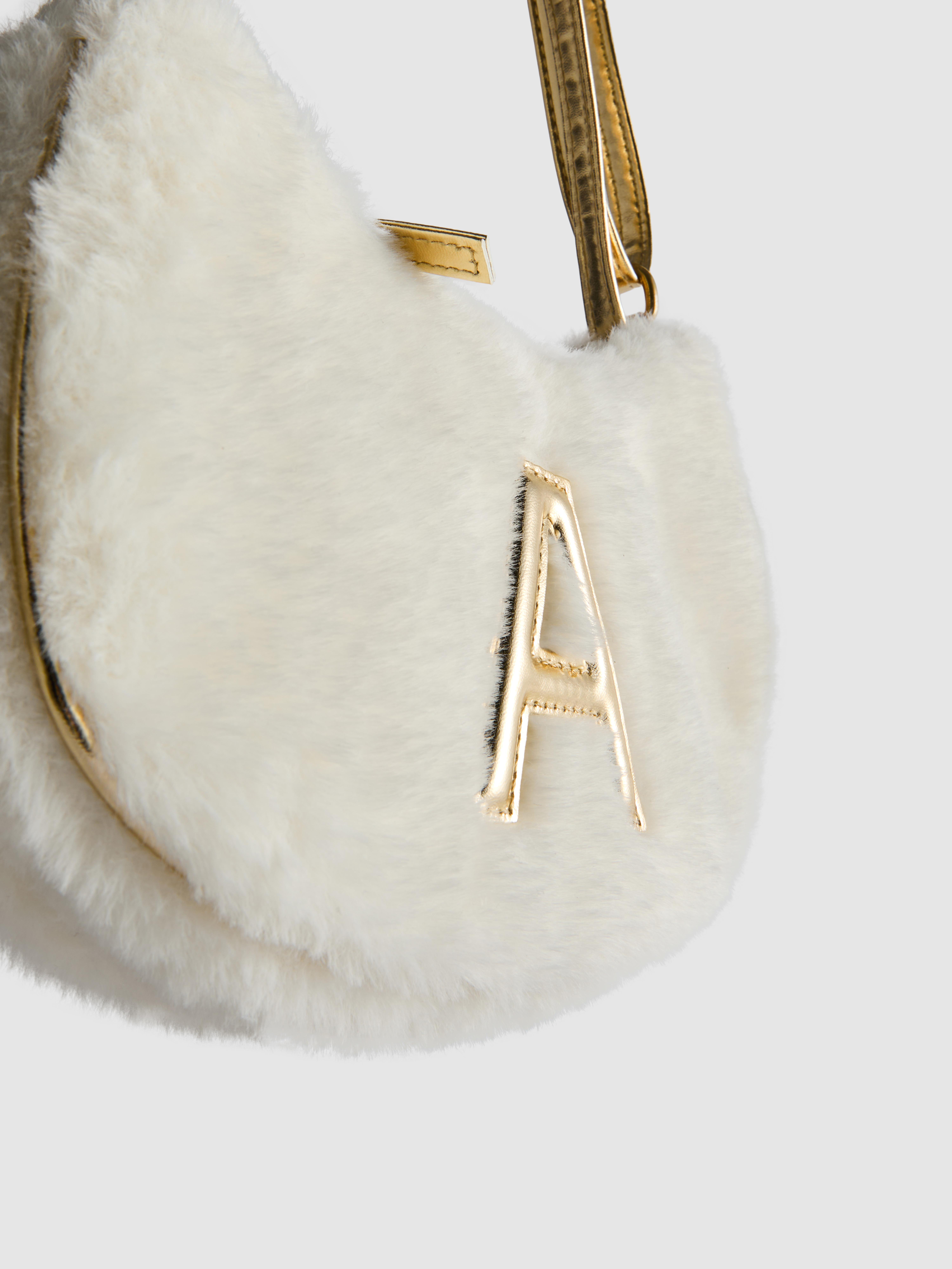 Faux Fur Initial Crossbody Bag