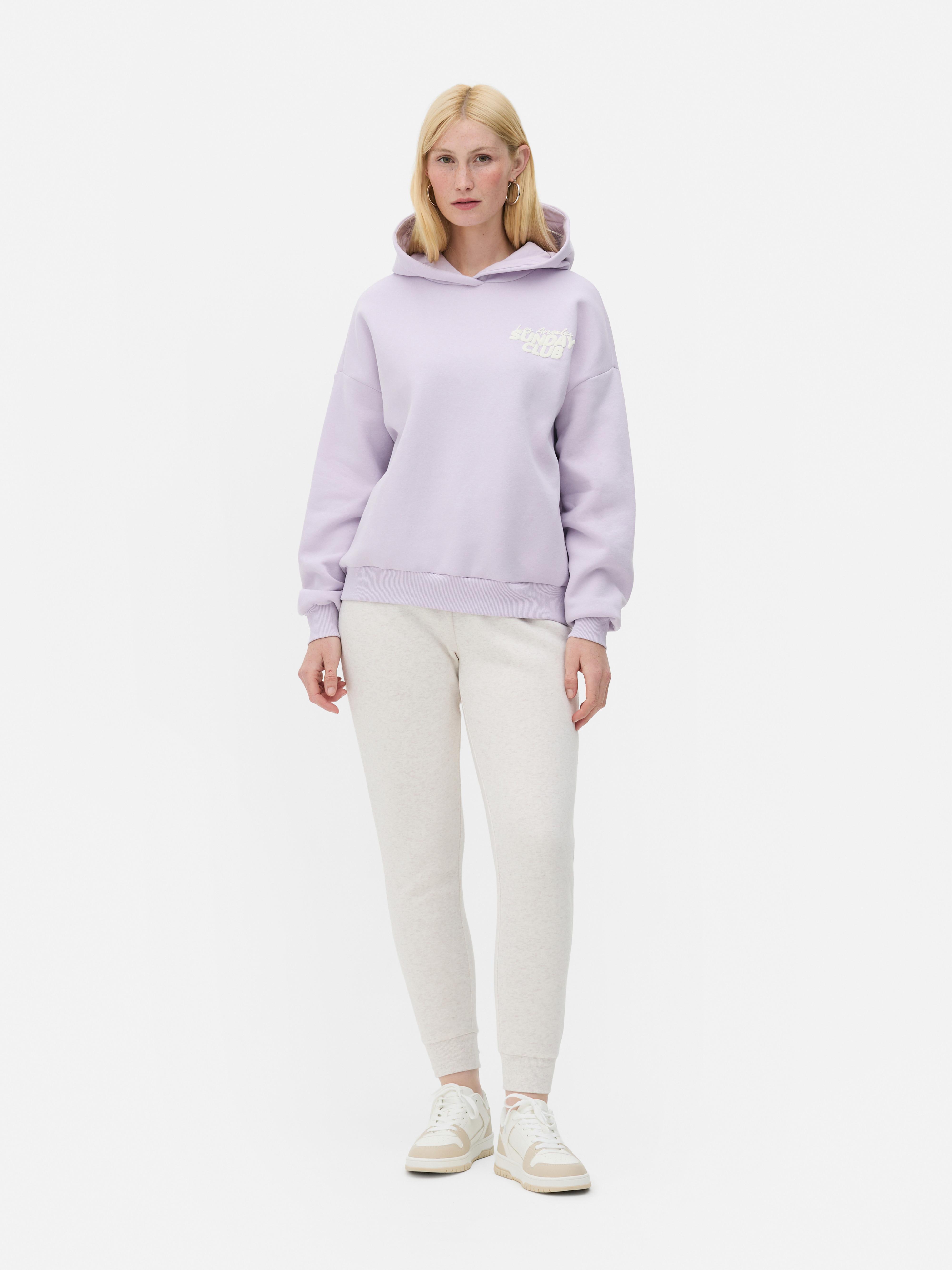 Oversized Slogan Hoodie Lavender