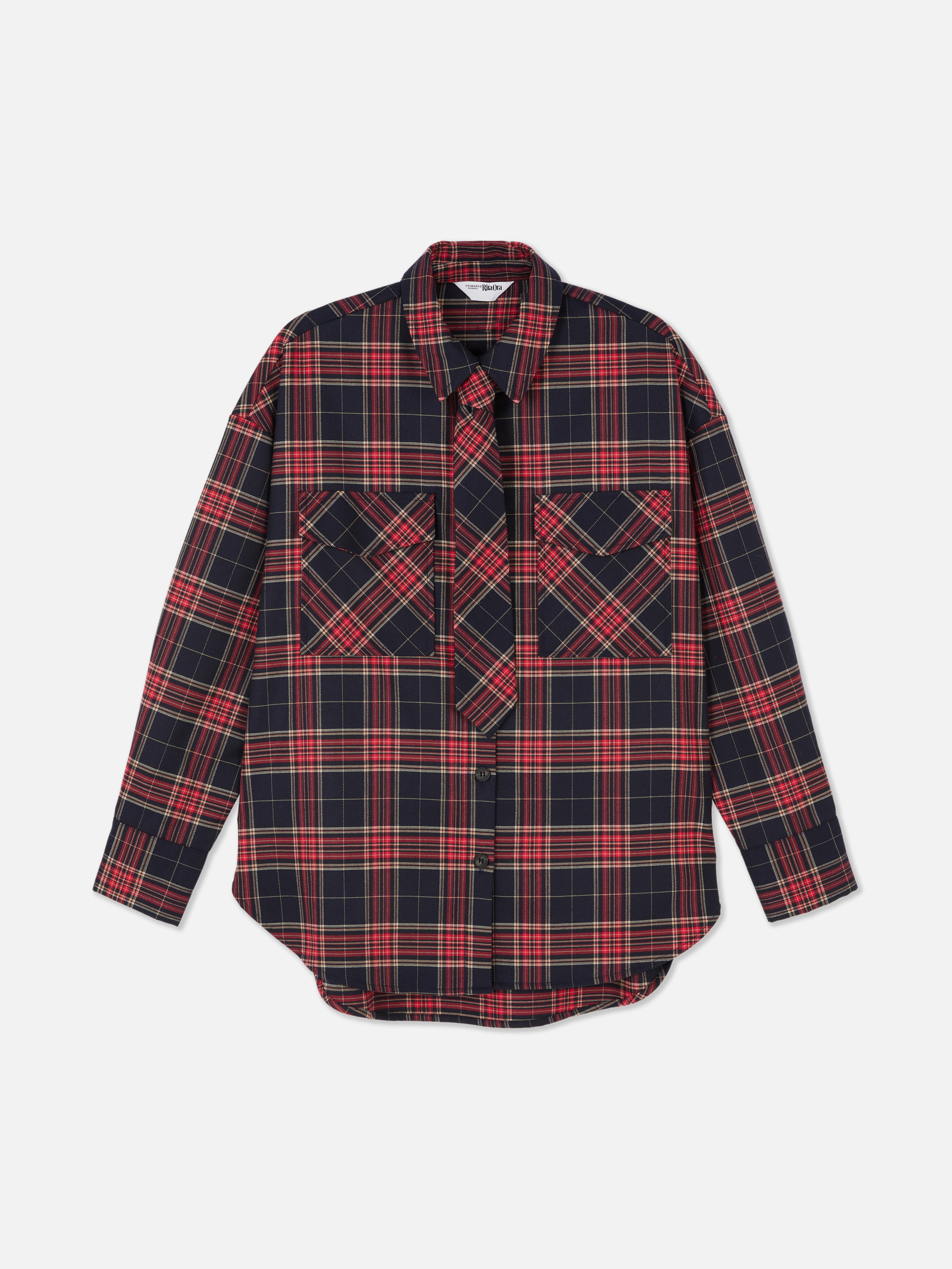 Rita Ora Tie Detail Check Shirt