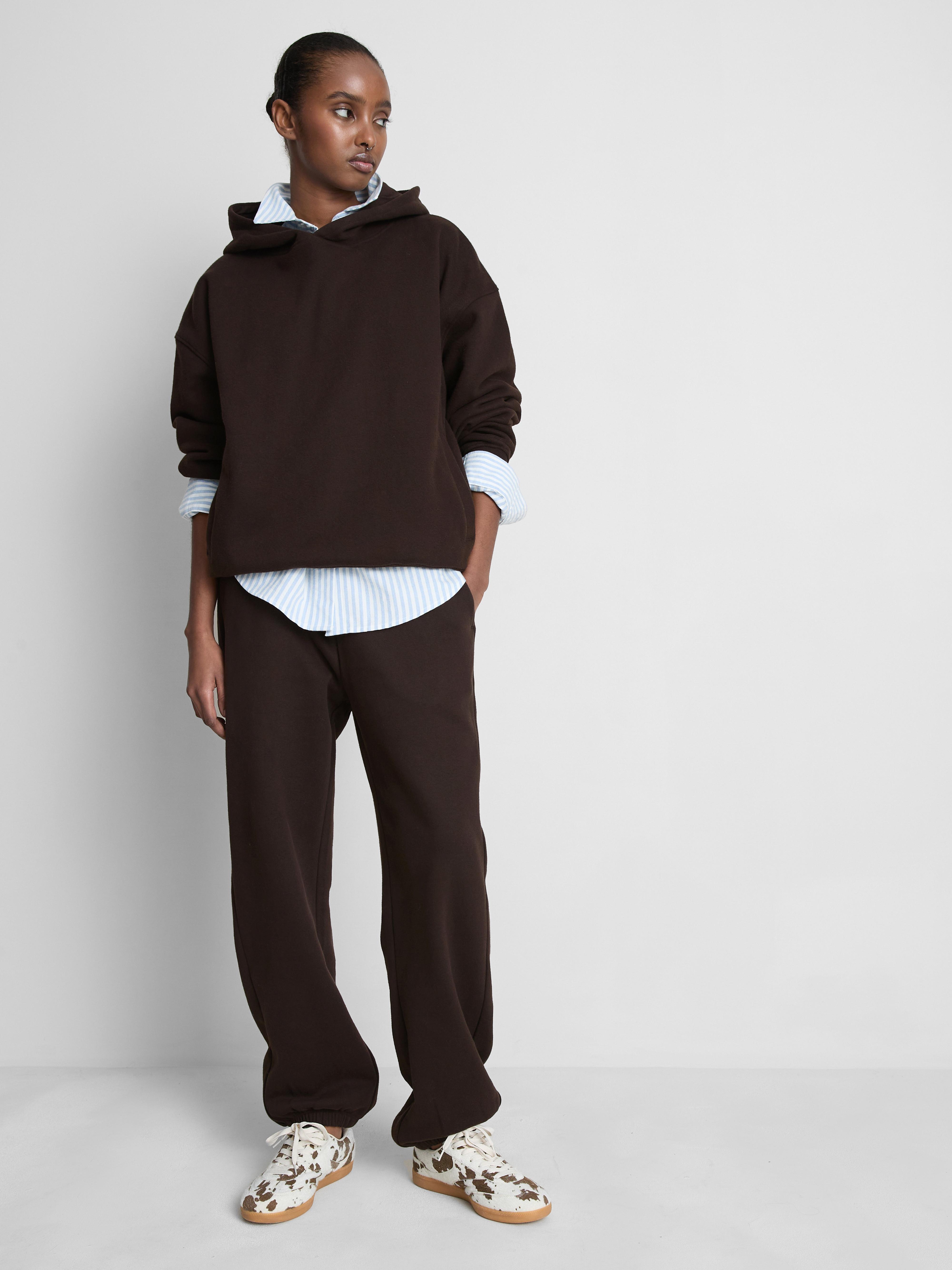 Essential Cotton Rich Relaxed Hoodie Chocolate