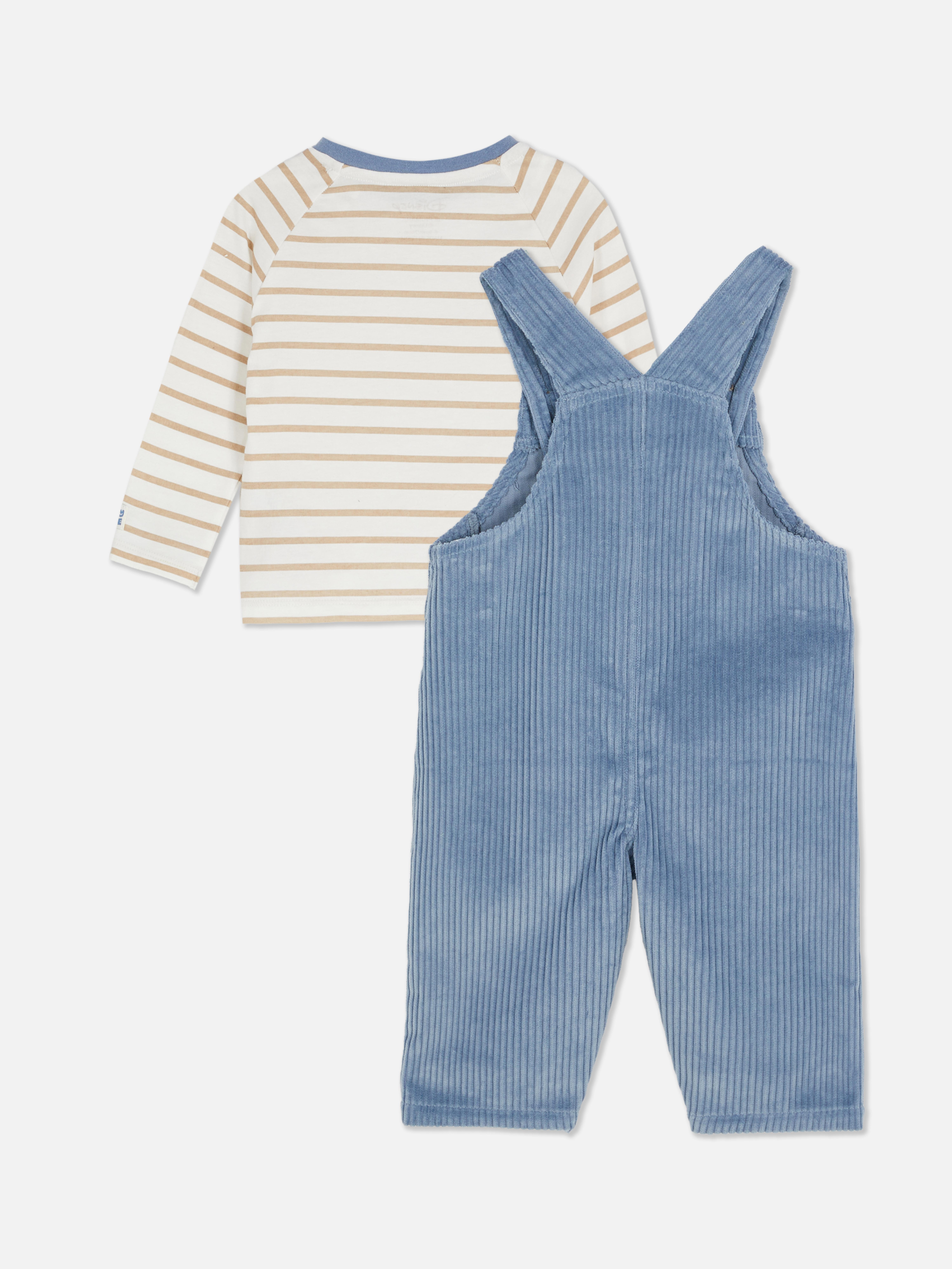 0-36 meses | Conj. t-shirt manga comprida/jardineiras bombazina Disney Mickey
