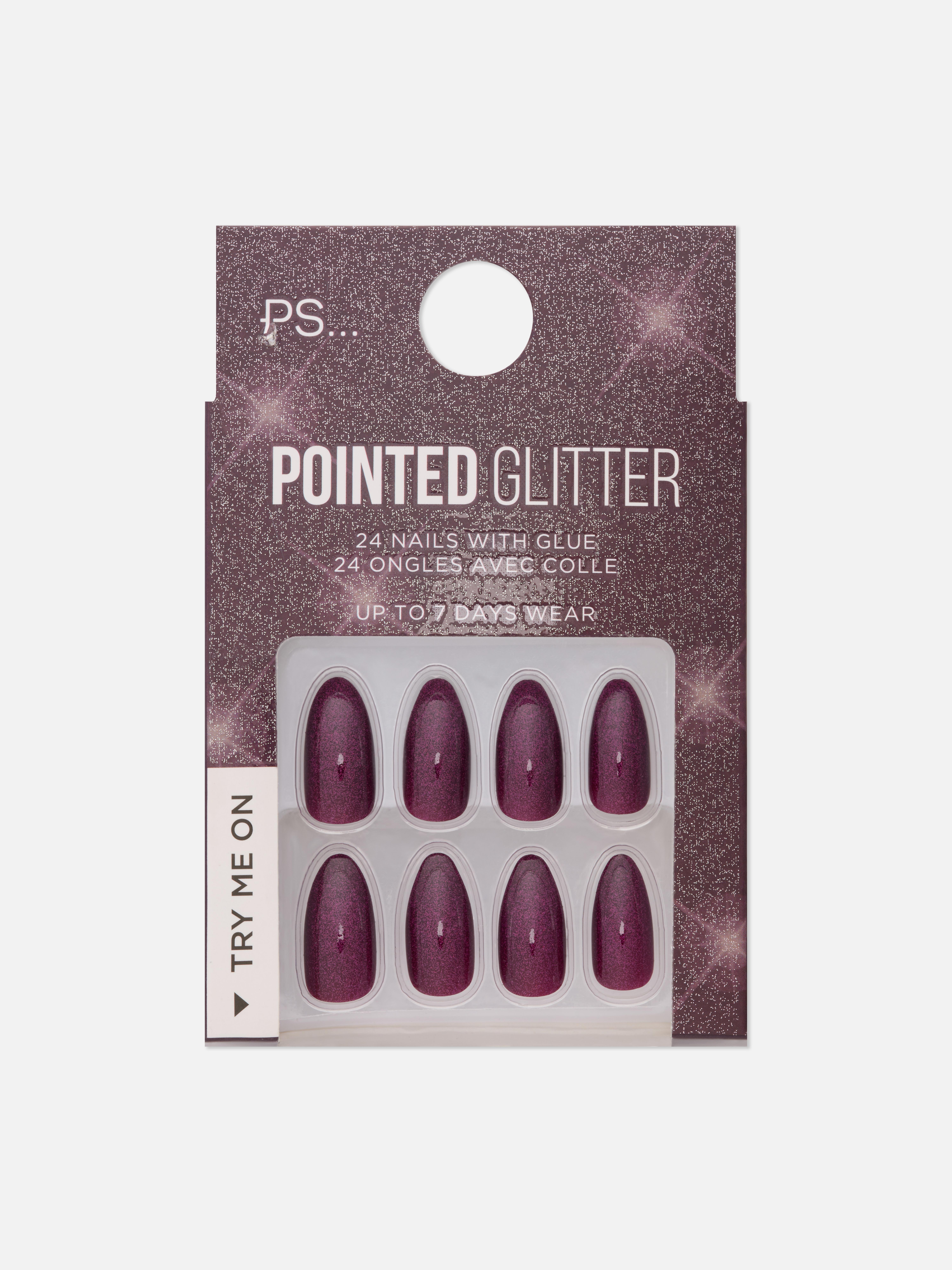 PS... Pointed Glitter False Nails
