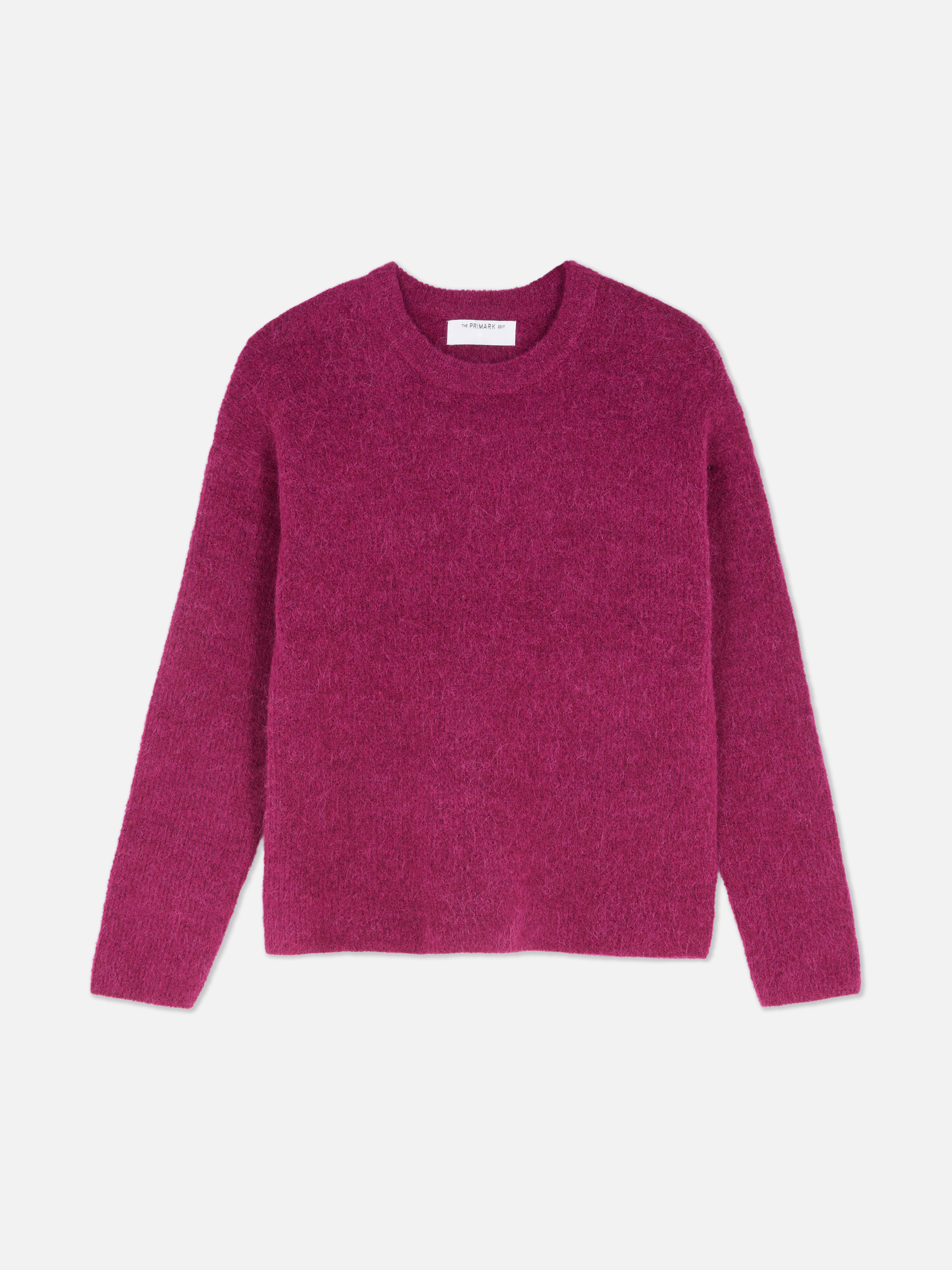 Women's Fuchsia The Edit Ribbed Crew Neck Sweate