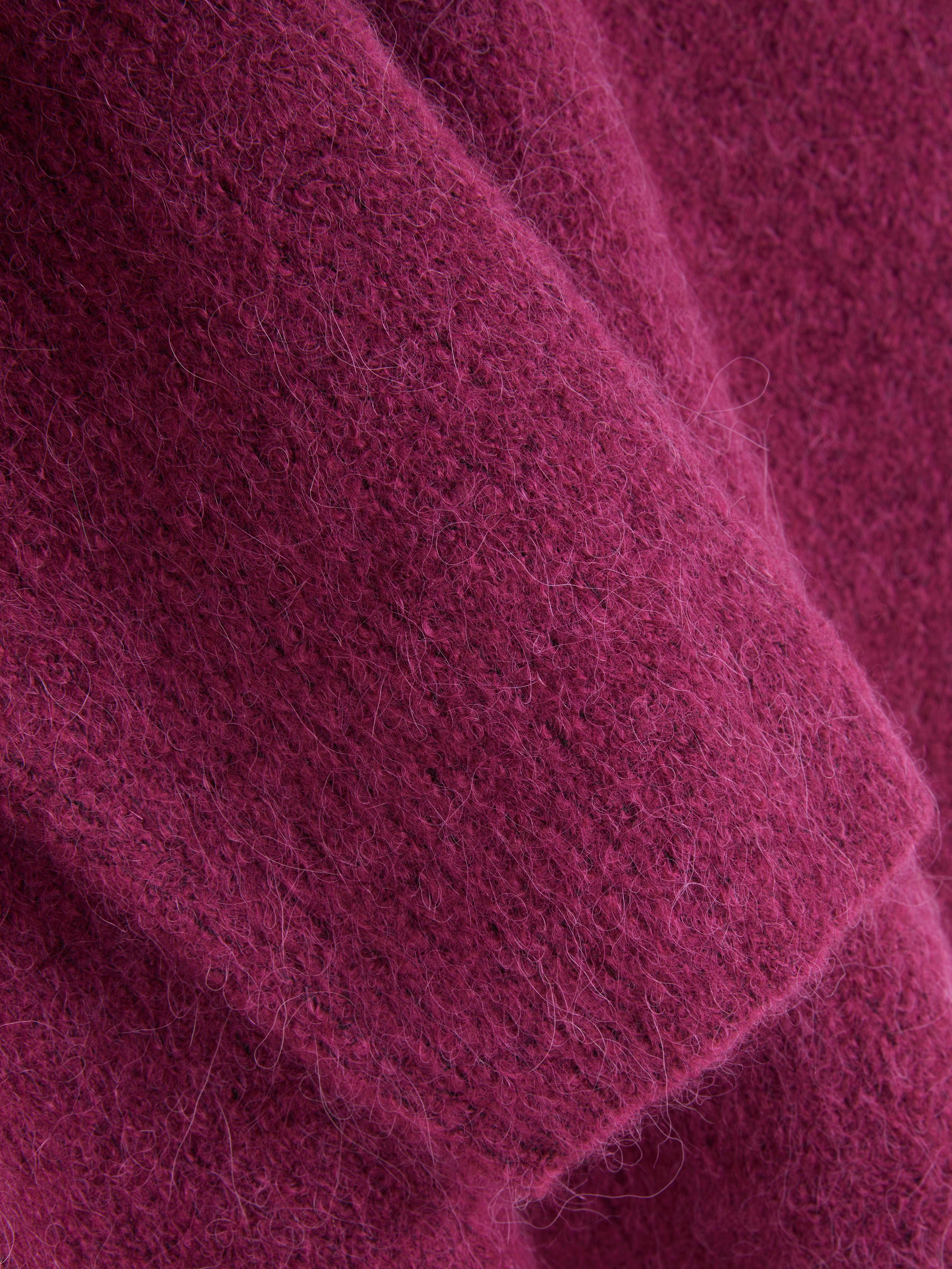 Women's Fuchsia The Edit Ribbed Crew Neck Sweate